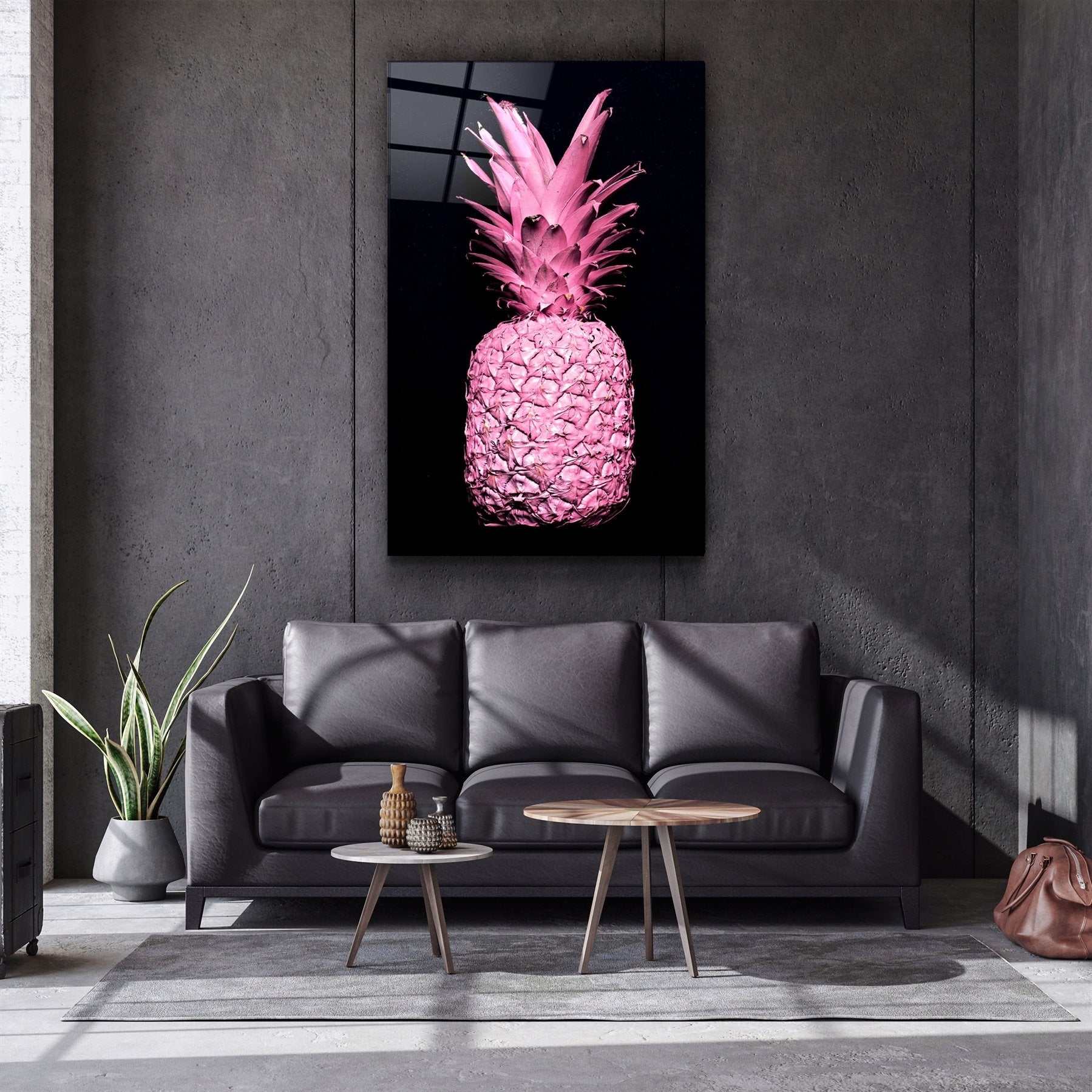 ・"Pink Pineapple V2"・Glass Wall Art