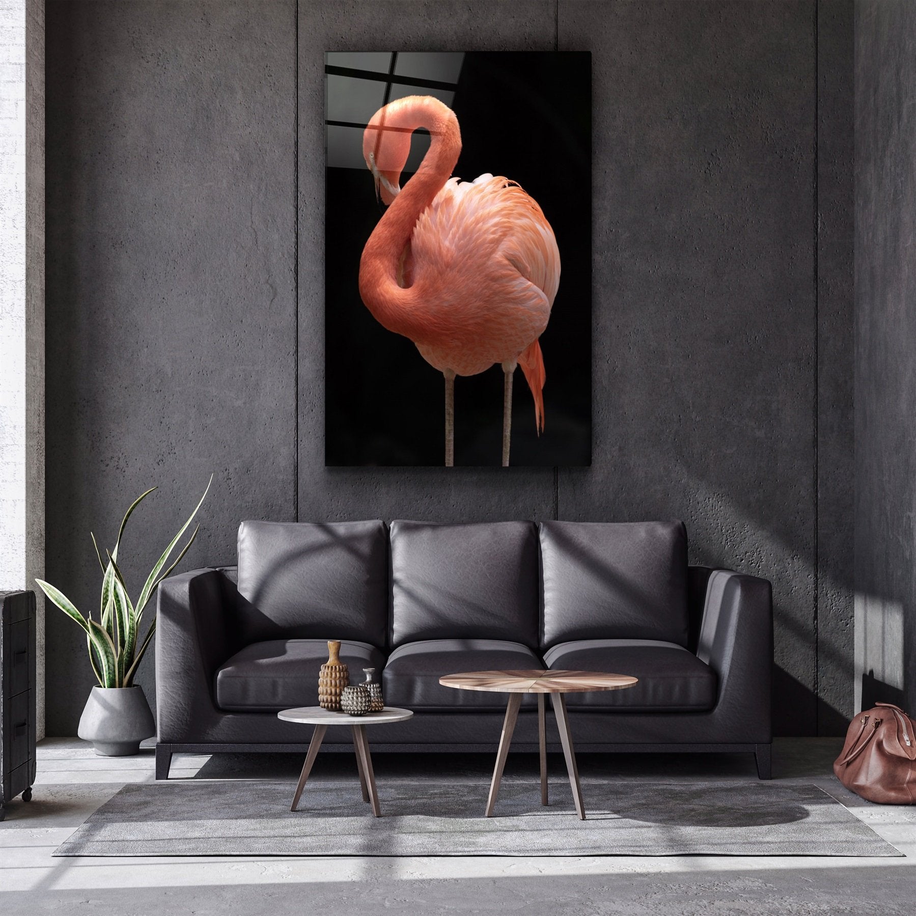 ・"Flamingo V2"・Glass Wall Art