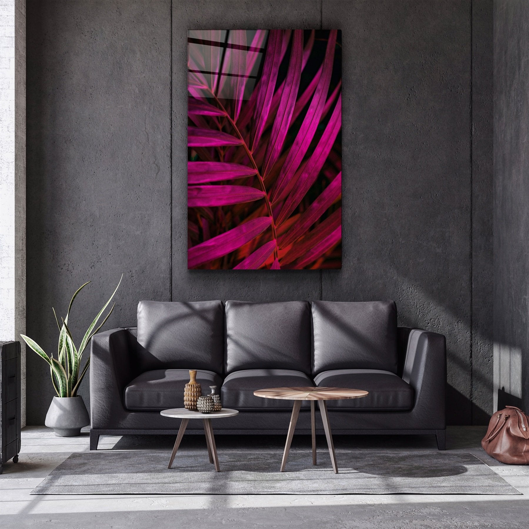 ・"Purple Leaves"・Glass Wall Art