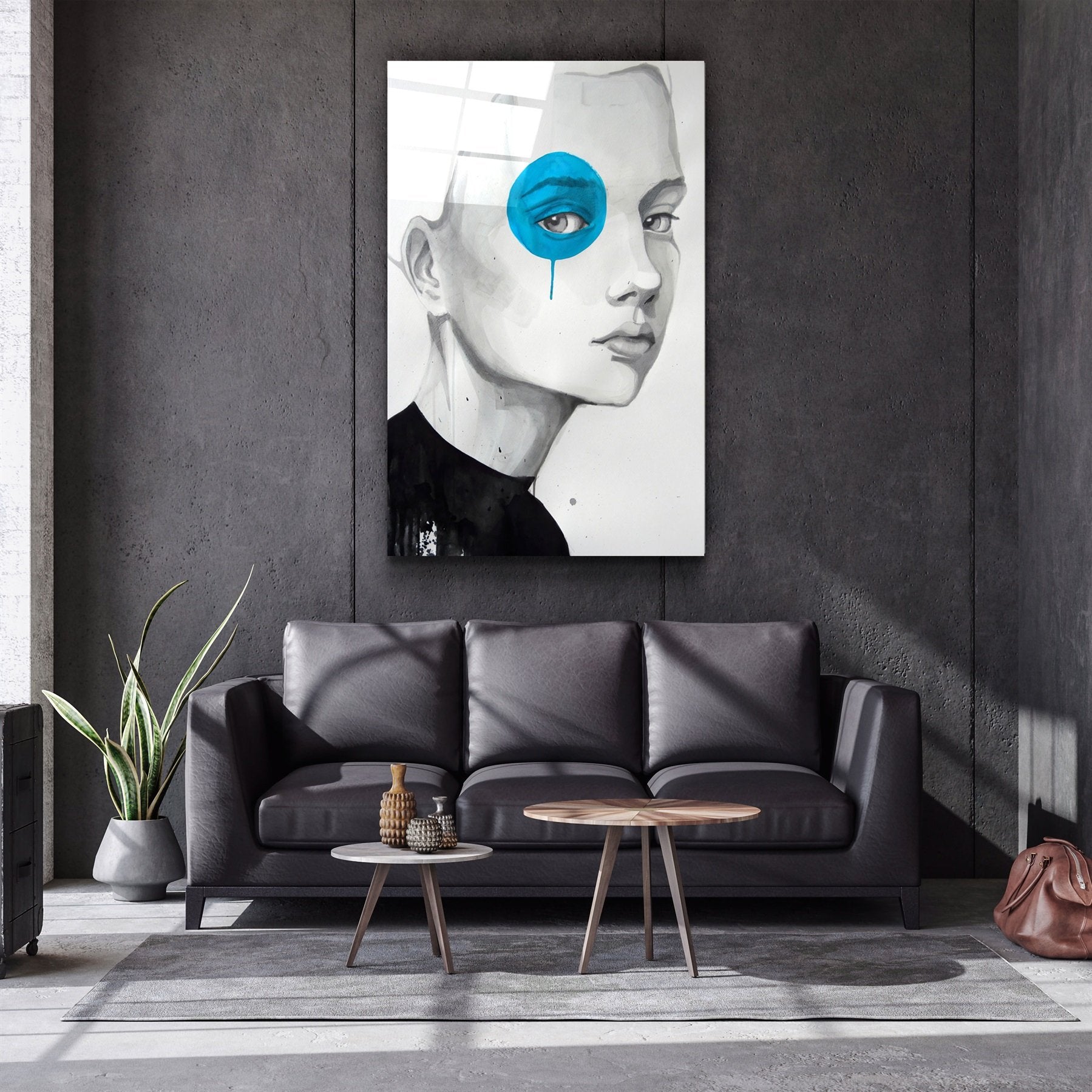 ・« Oeil bleu »・Art mural en verre