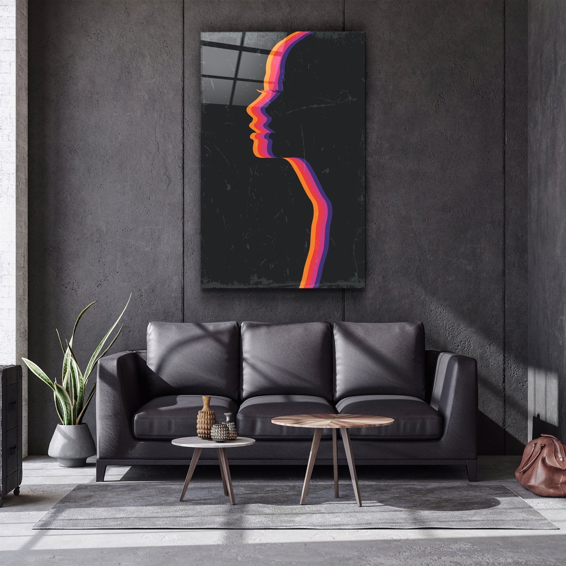 ・"Lignes de visage v1"・Art mural en verre