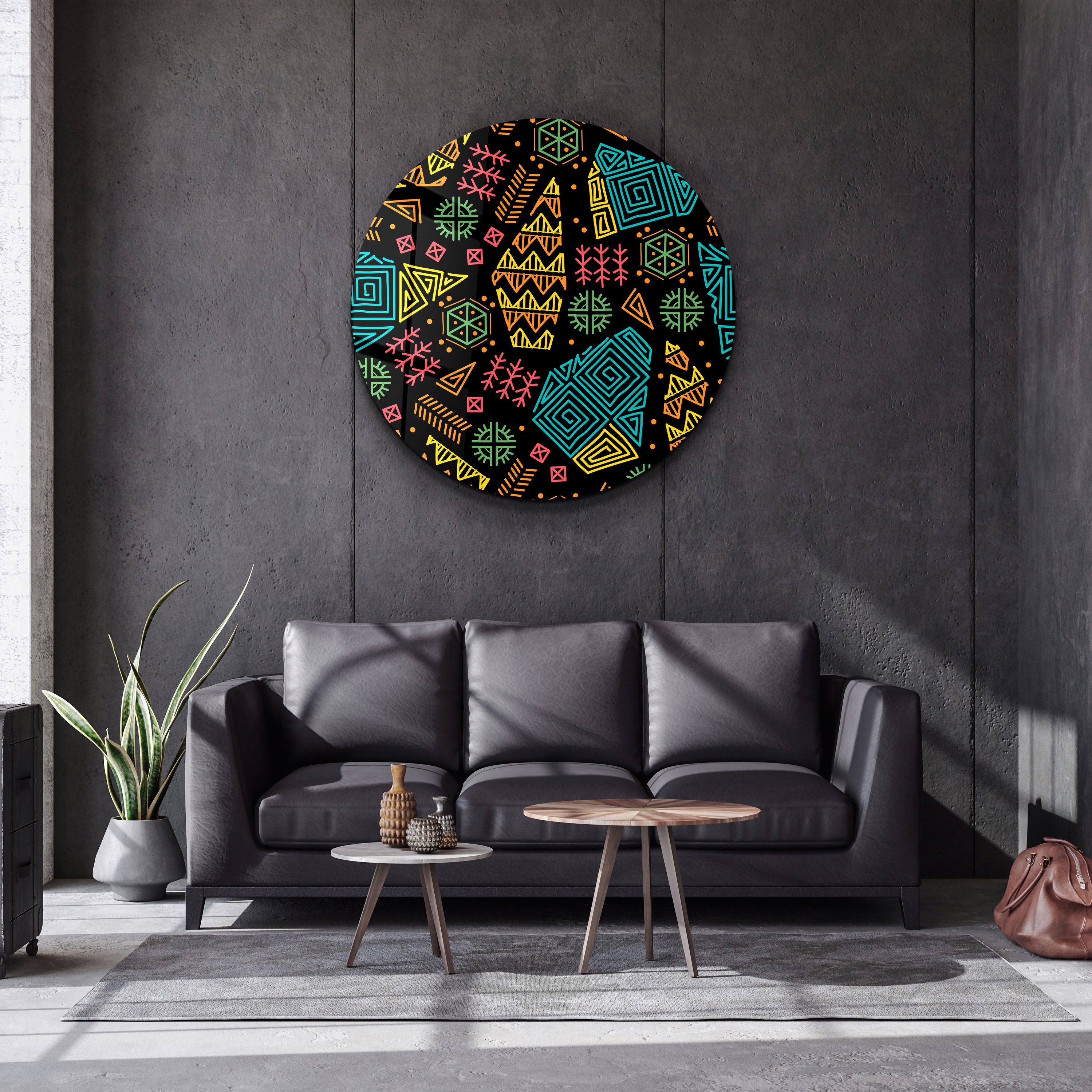 ・"Ethnica  2"・Rounded Glass Wall Art
