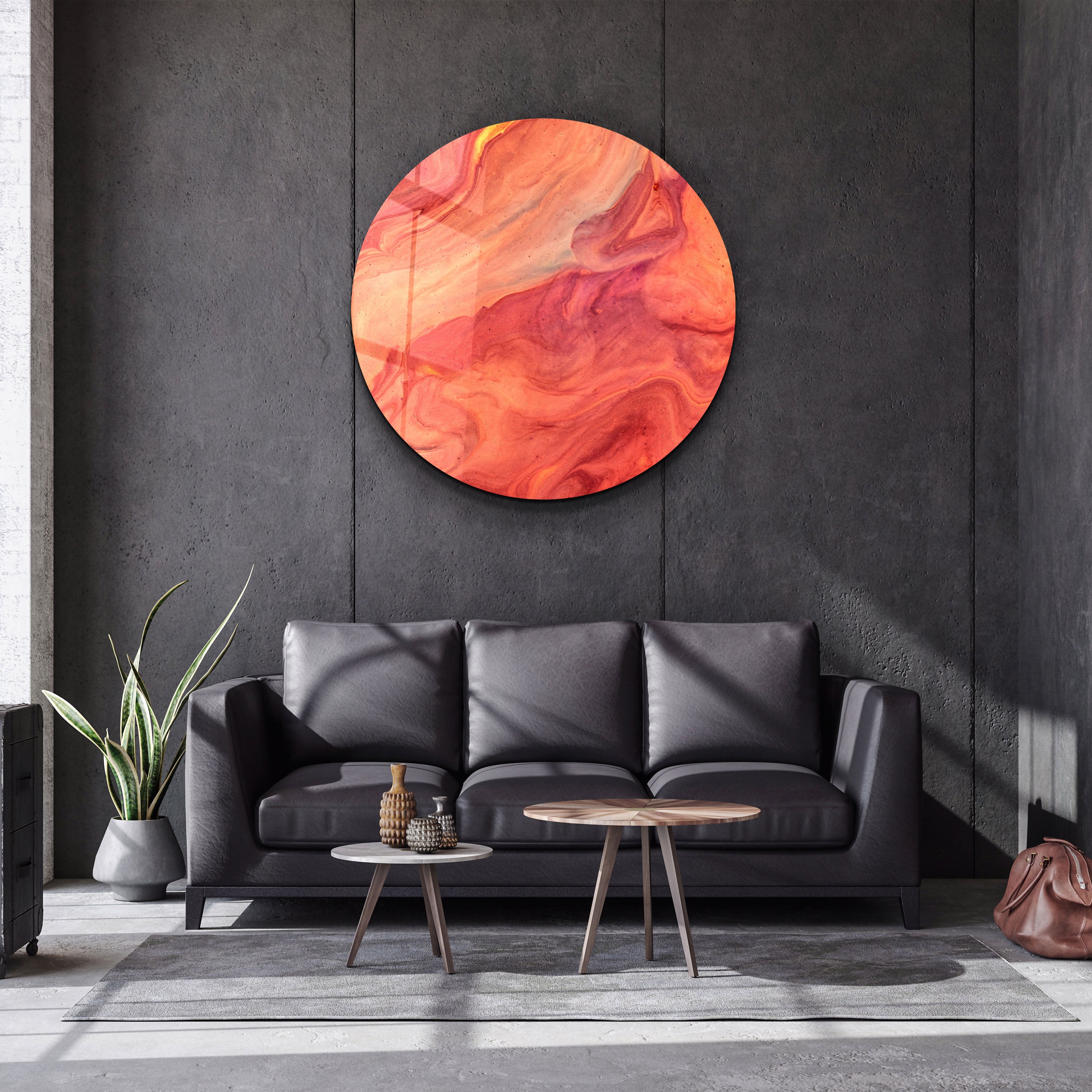 ・"Like Mars"・Rounded Glass Wall Art