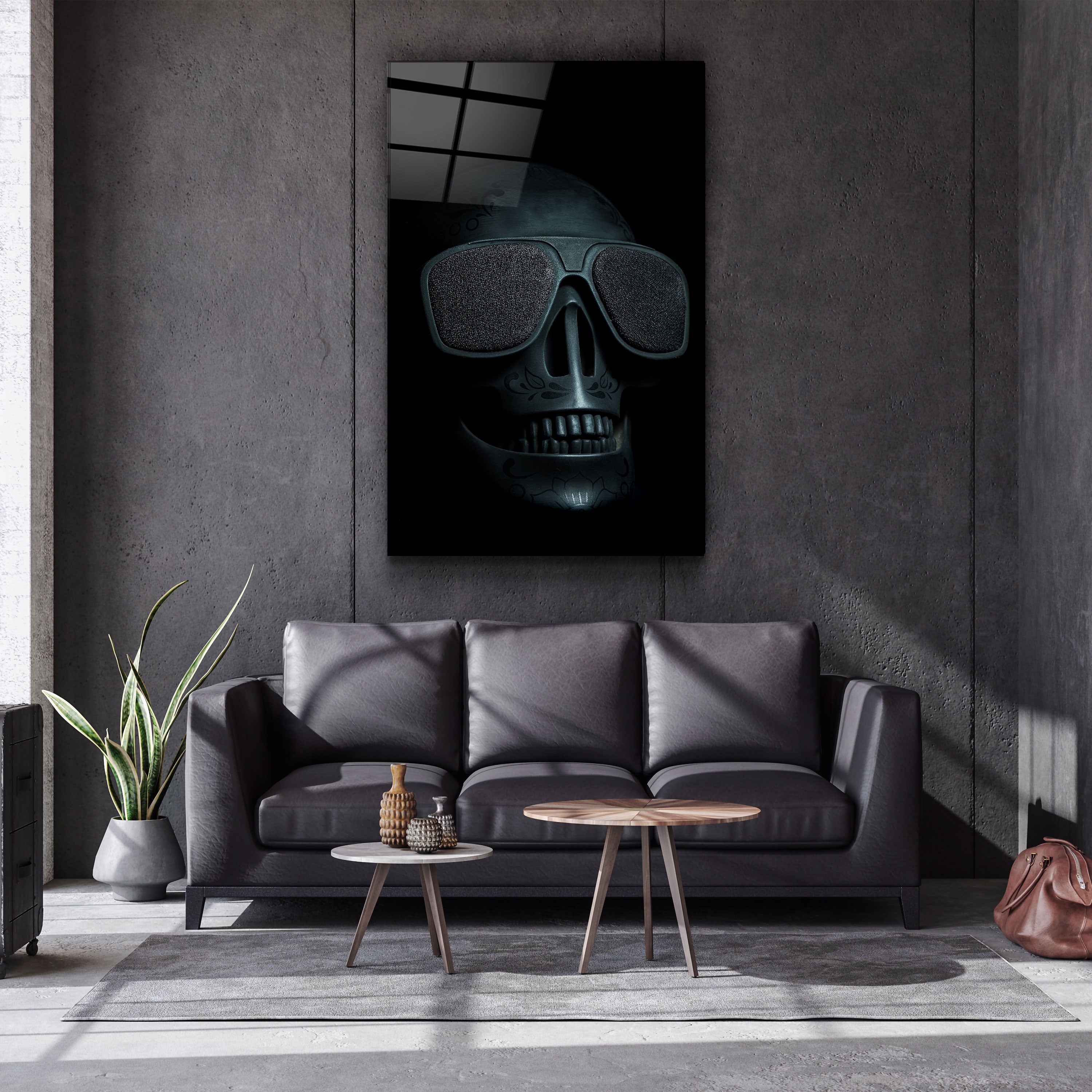 ・"Black Skull"・Glass Wall Art