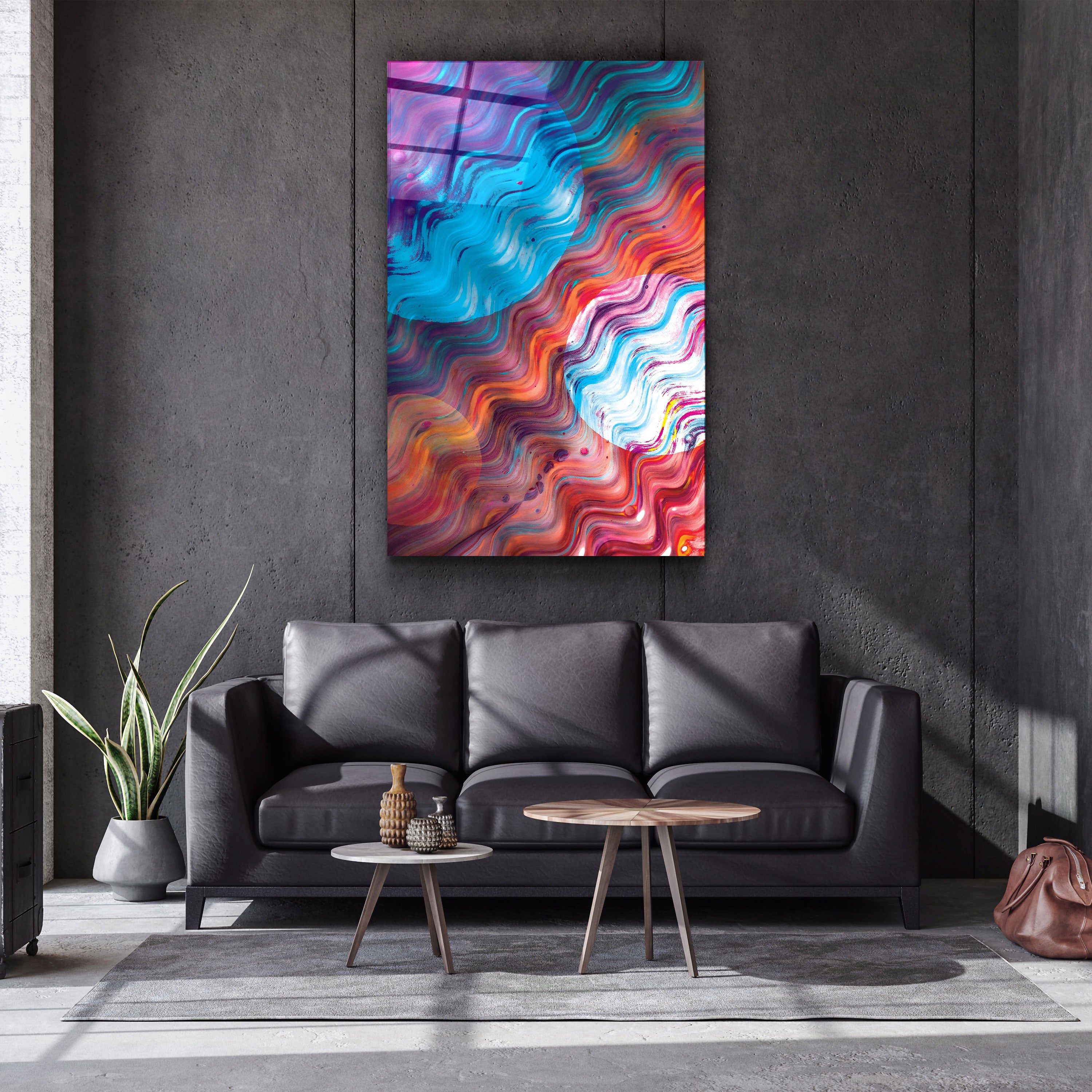 ・"Waive of Colors"・Glass Wall Art