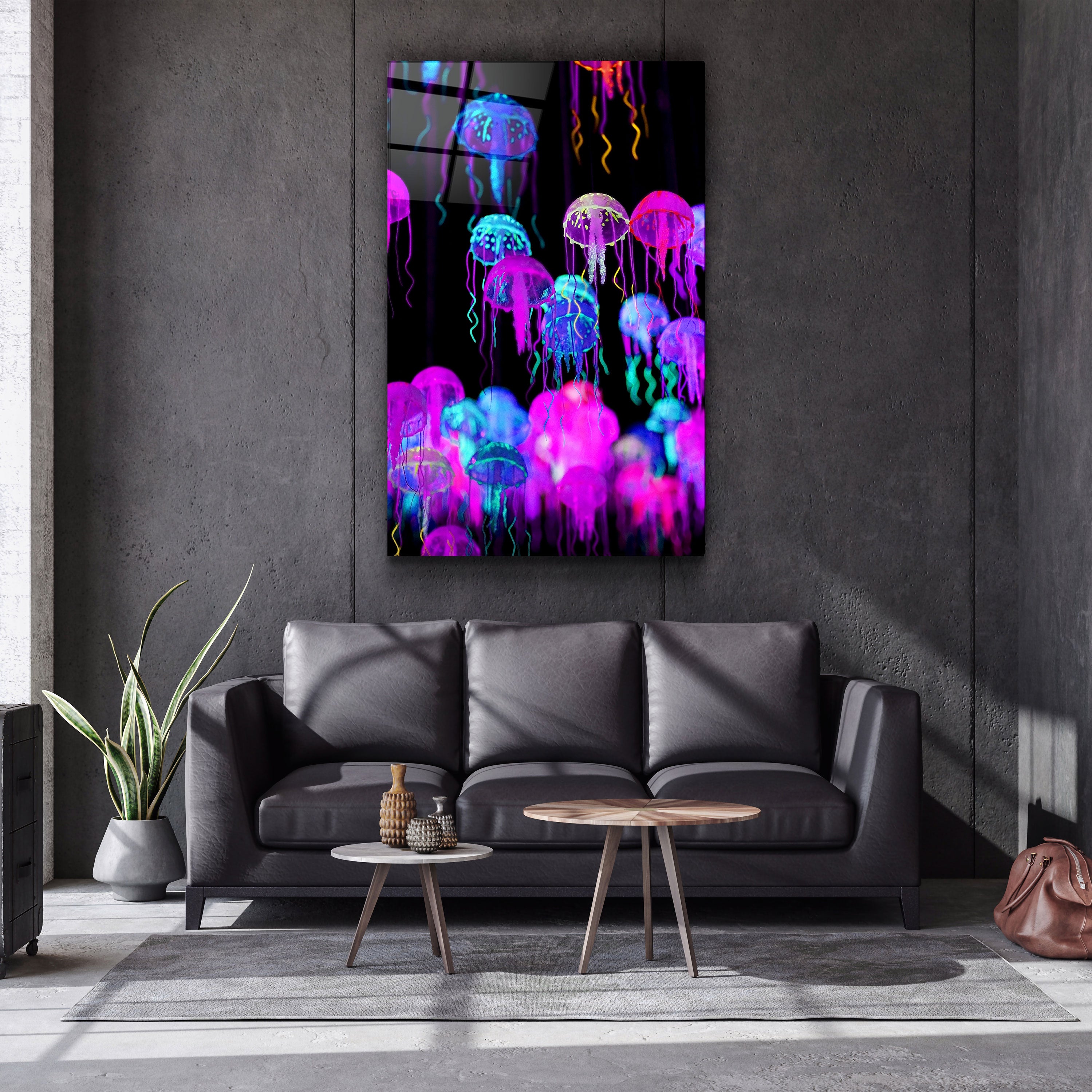 ・"Jellyfish"・Glass Wall Art