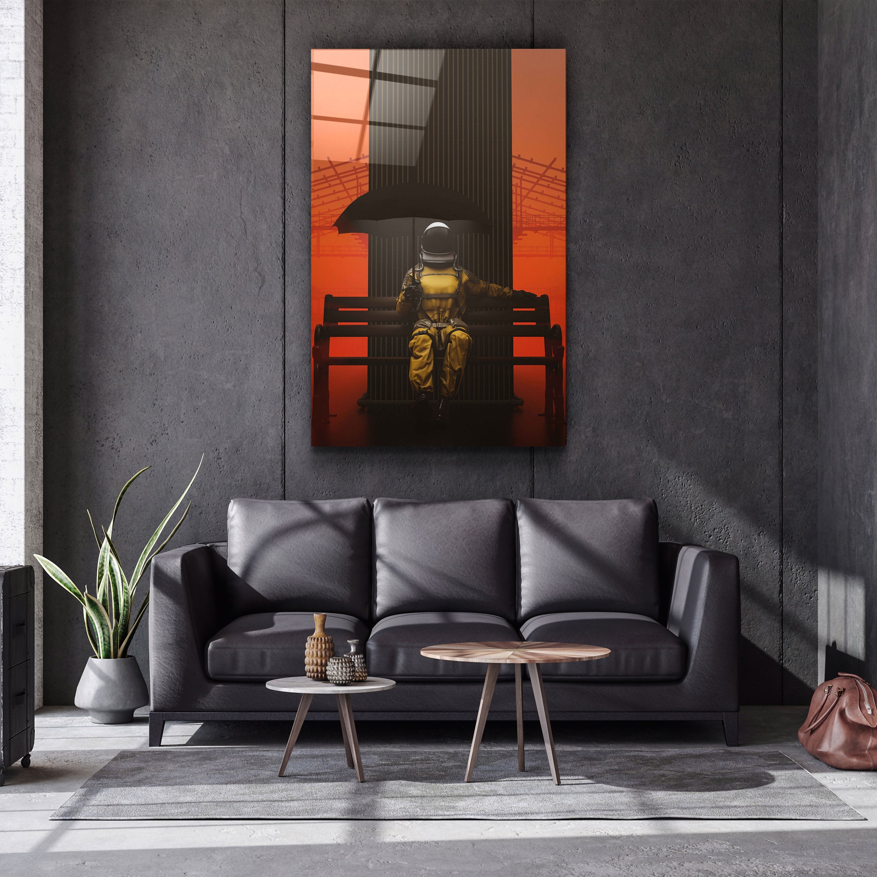 ・"Astronaut on the Bench"・Designer's Collection Glass Wall Art