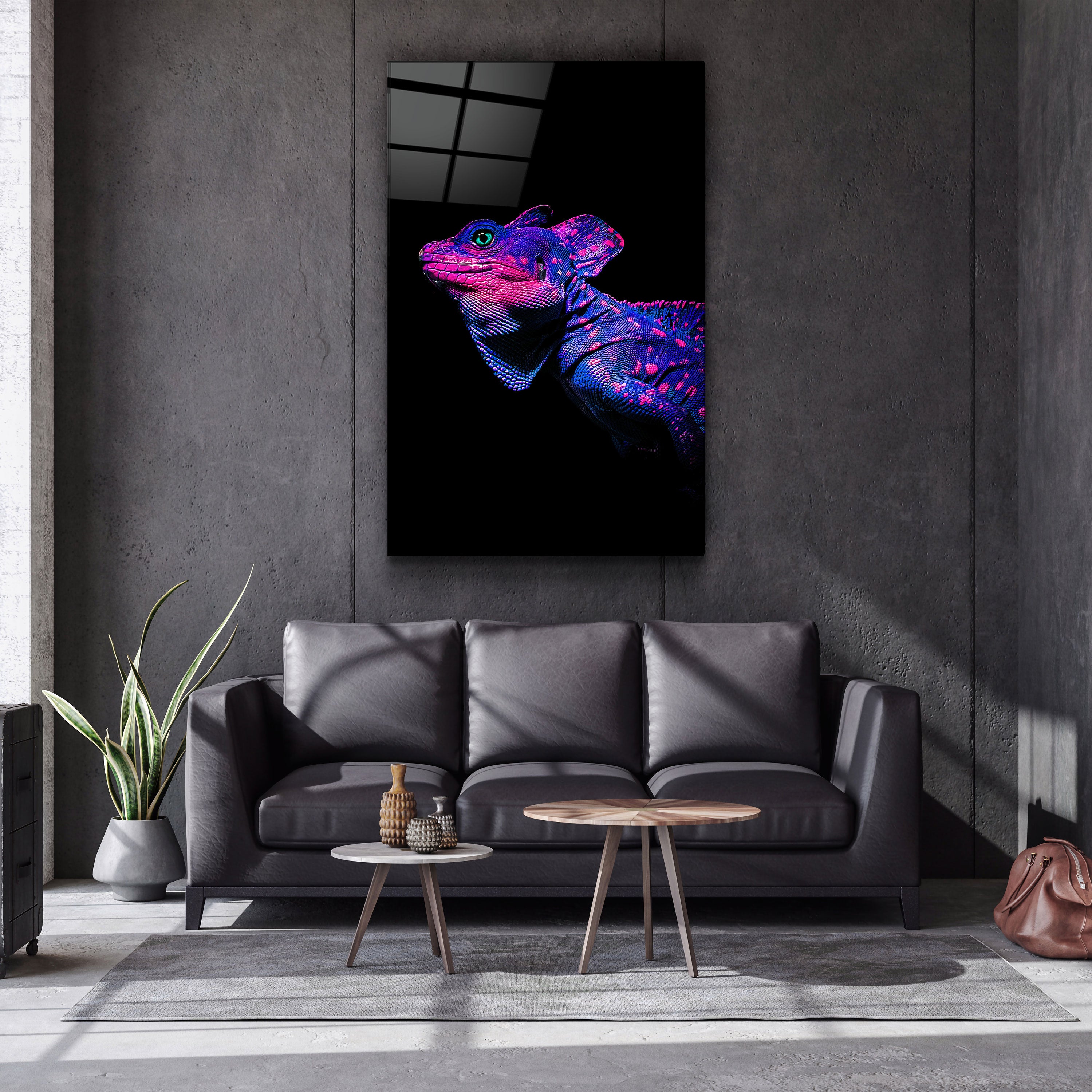 ・"Iguana Blue Purple"・Designer's Collection Glass Wall Art