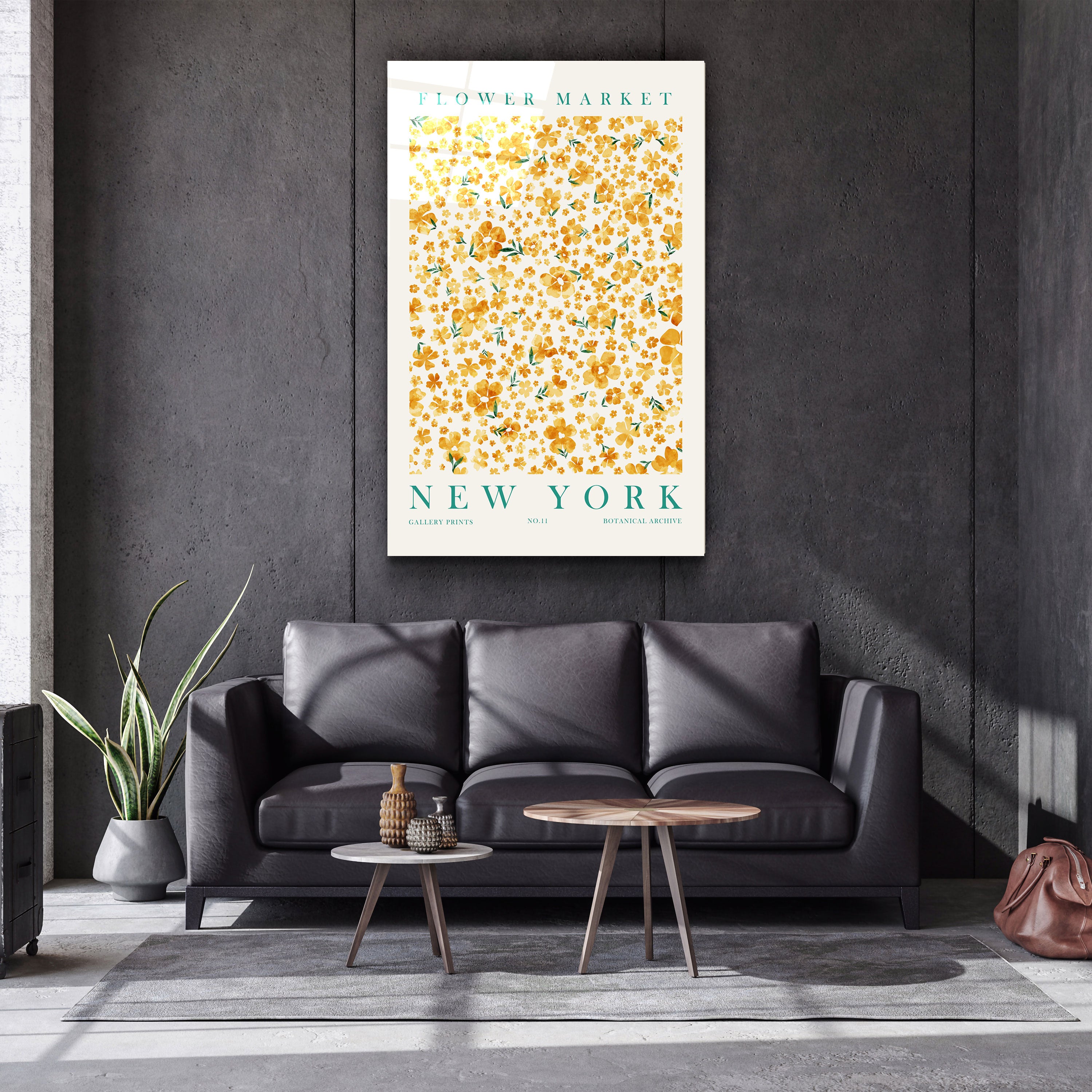 ・"Flower Market No:11 New York"・Gallery Print Collection Glass Wall Art