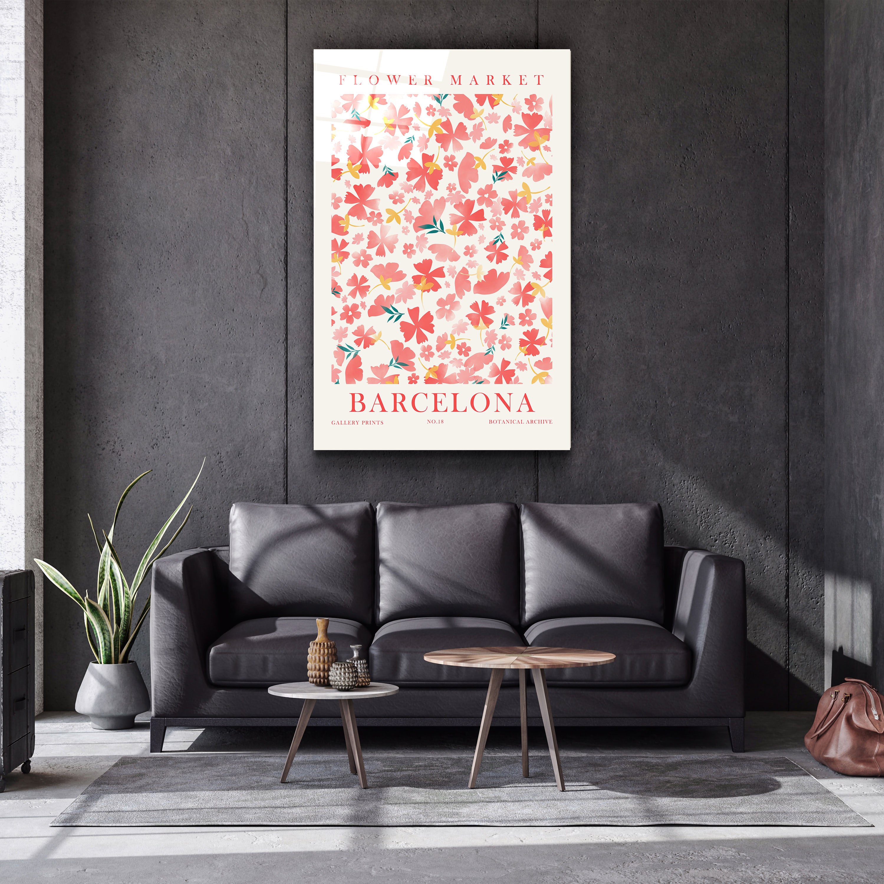 ・"Flower Market No:18 Barcelona"・Gallery Print Collection Glass Wall Art