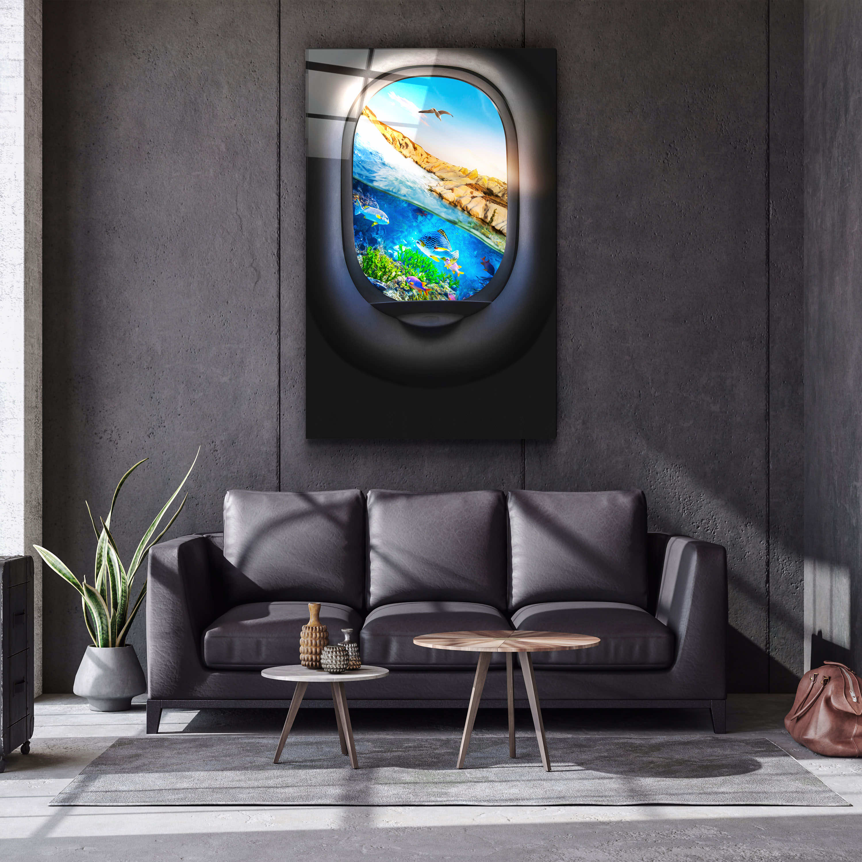 ・"Ocean Window"・Secret World Collection Glass Wall Art