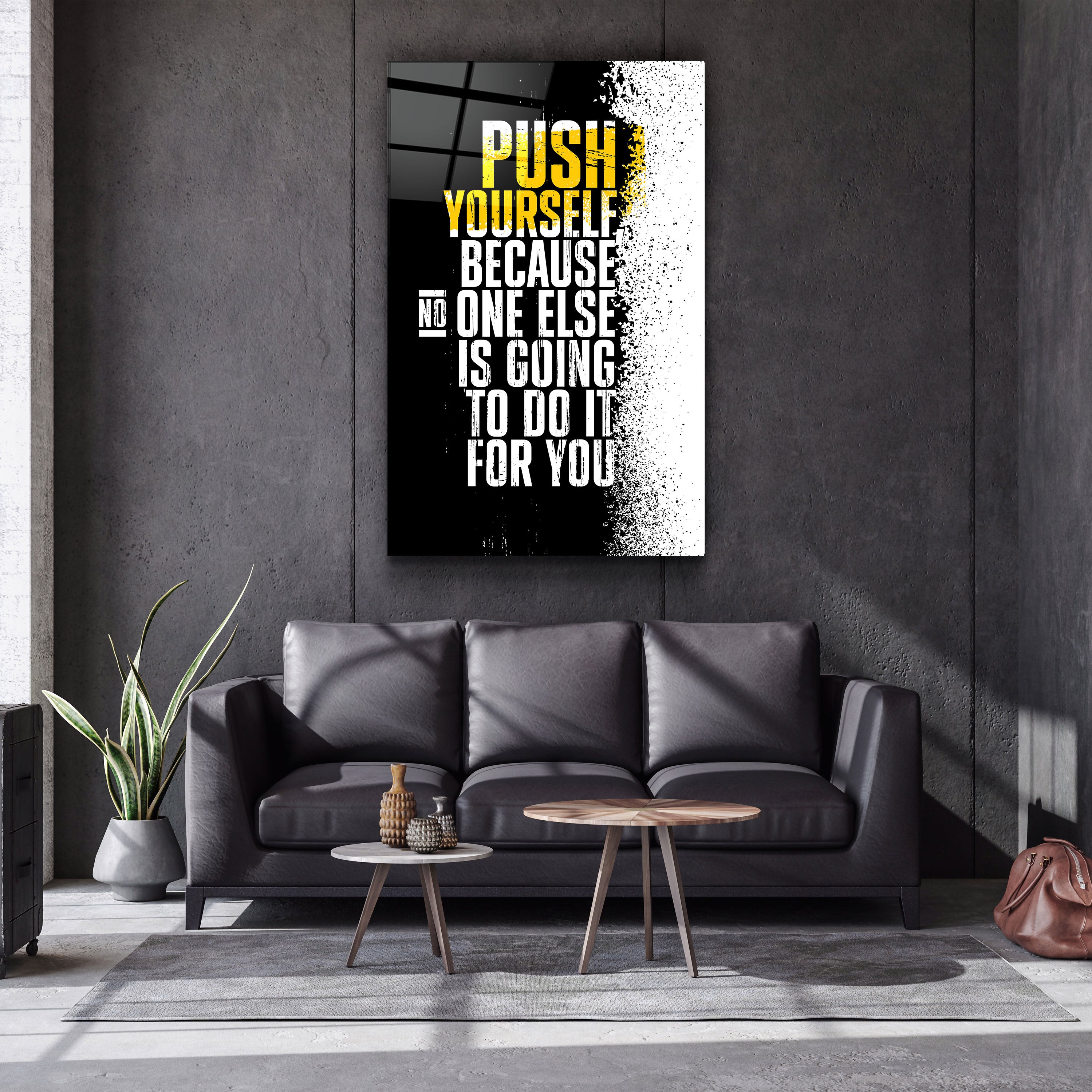 ・"Push Yourself"・Designer's Collection Glass Wall Art