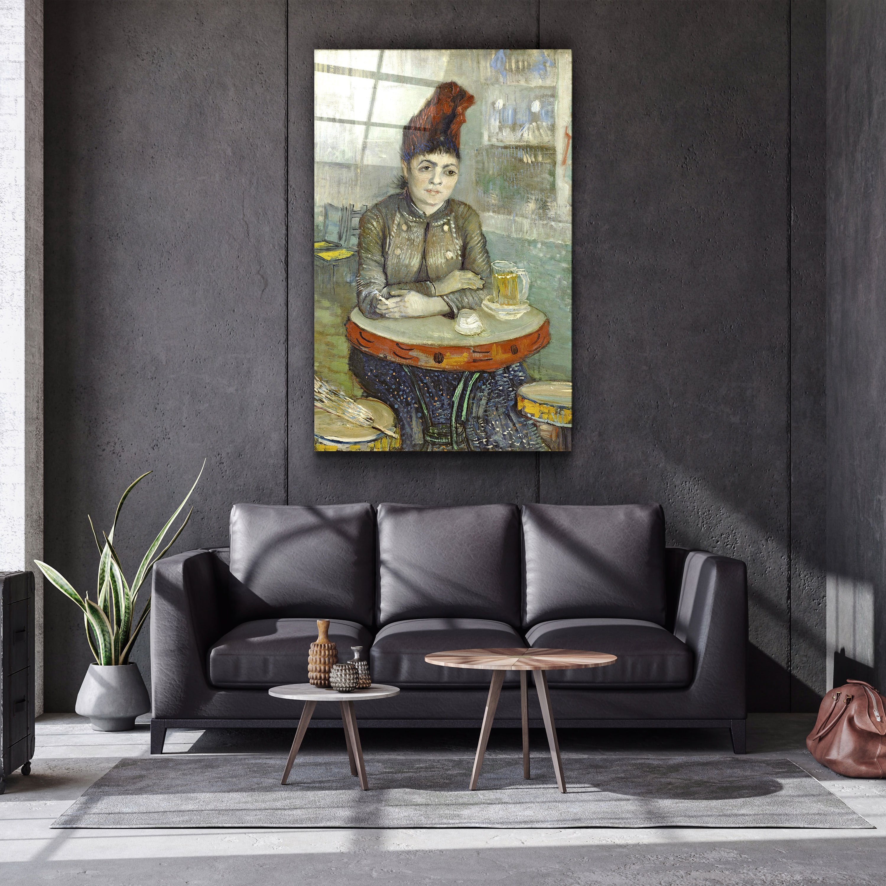 ・"Vincent van Gogh's Agostina Segatori Sitting in the Café du Tambourin (1887–1888)"・Glass Wall Art