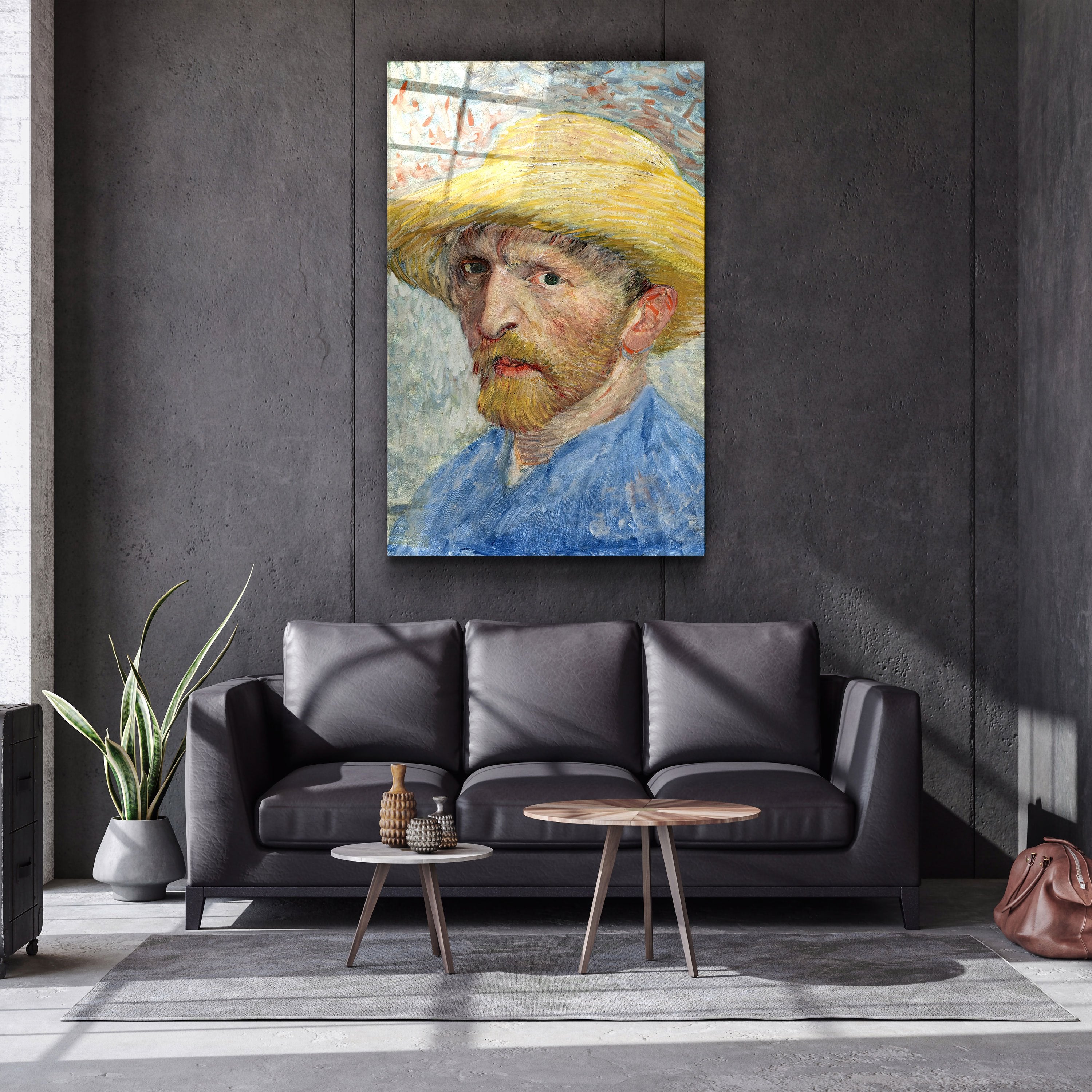 ・"Vincent van Gogh's Self-Portrait (1887)"・Glass Wall Art
