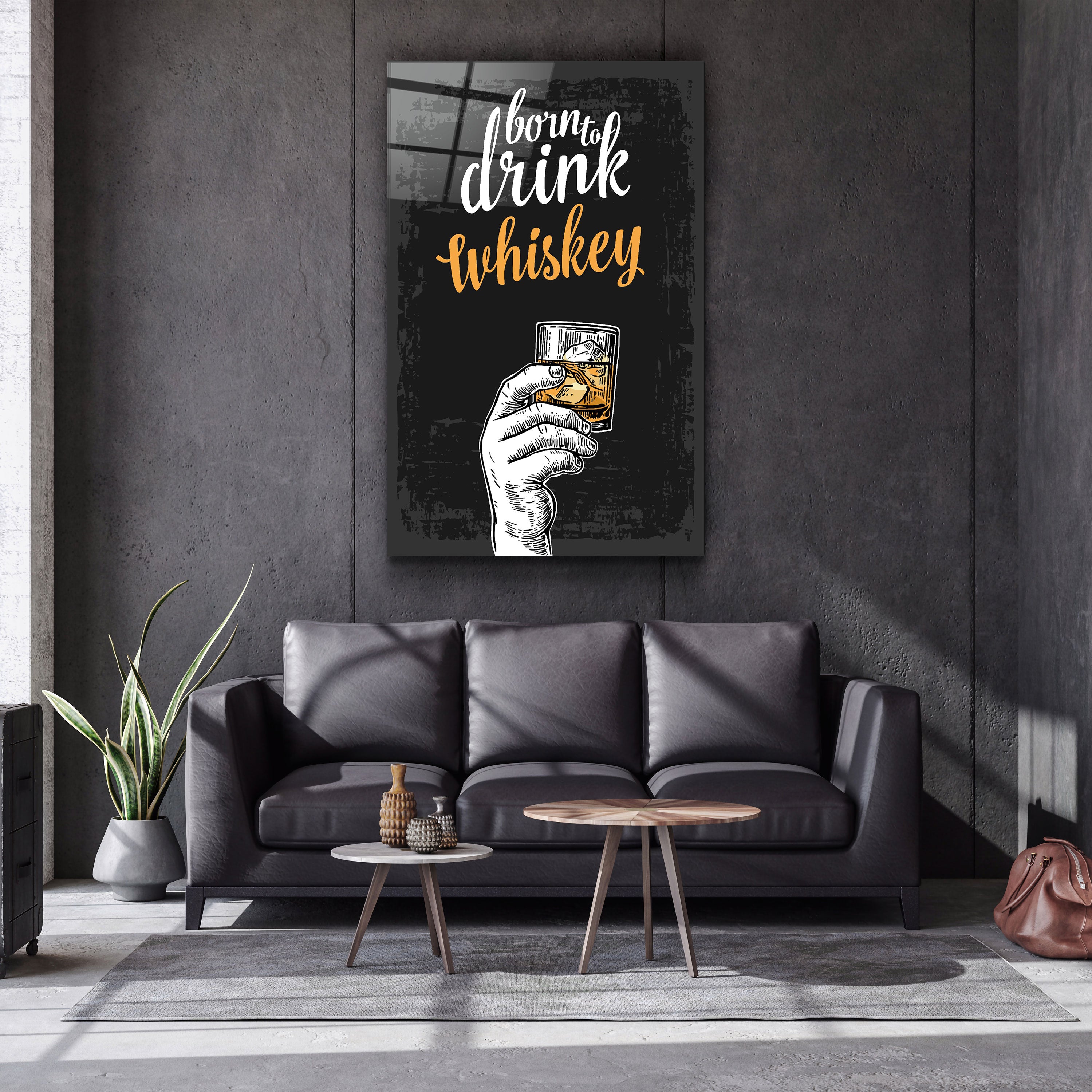 ・"Né pour boire - Whisky"・Art mural en verre