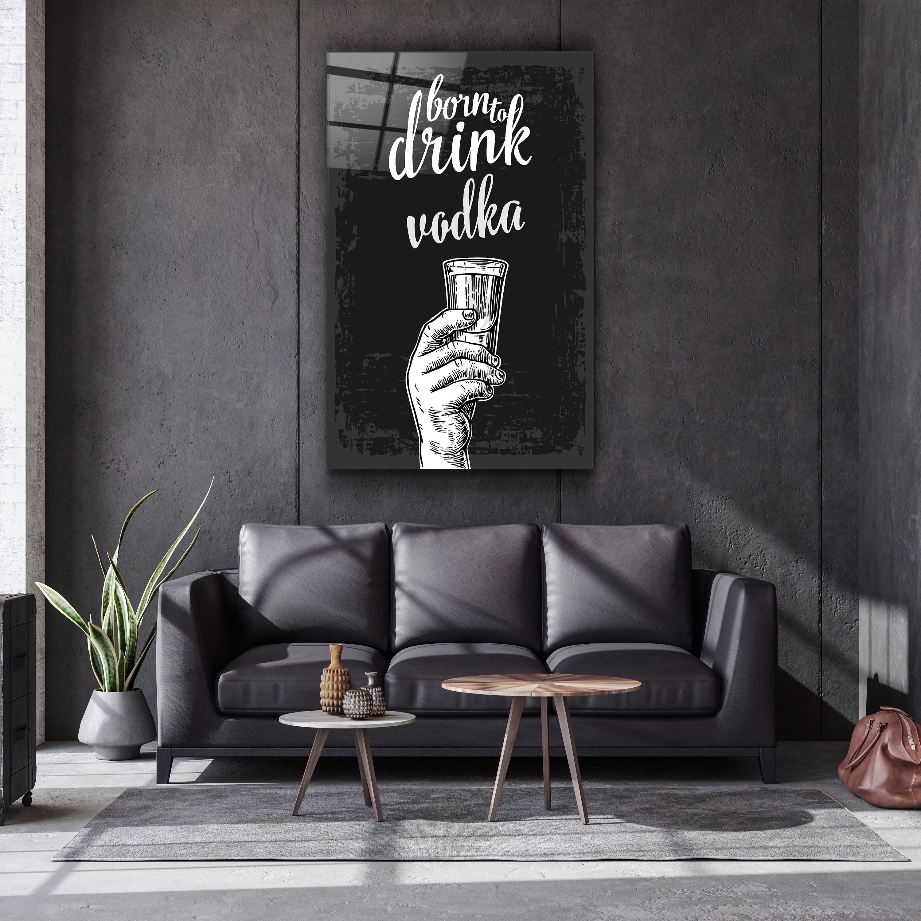 ・"Né pour boire - Vodka"・Art mural en verre