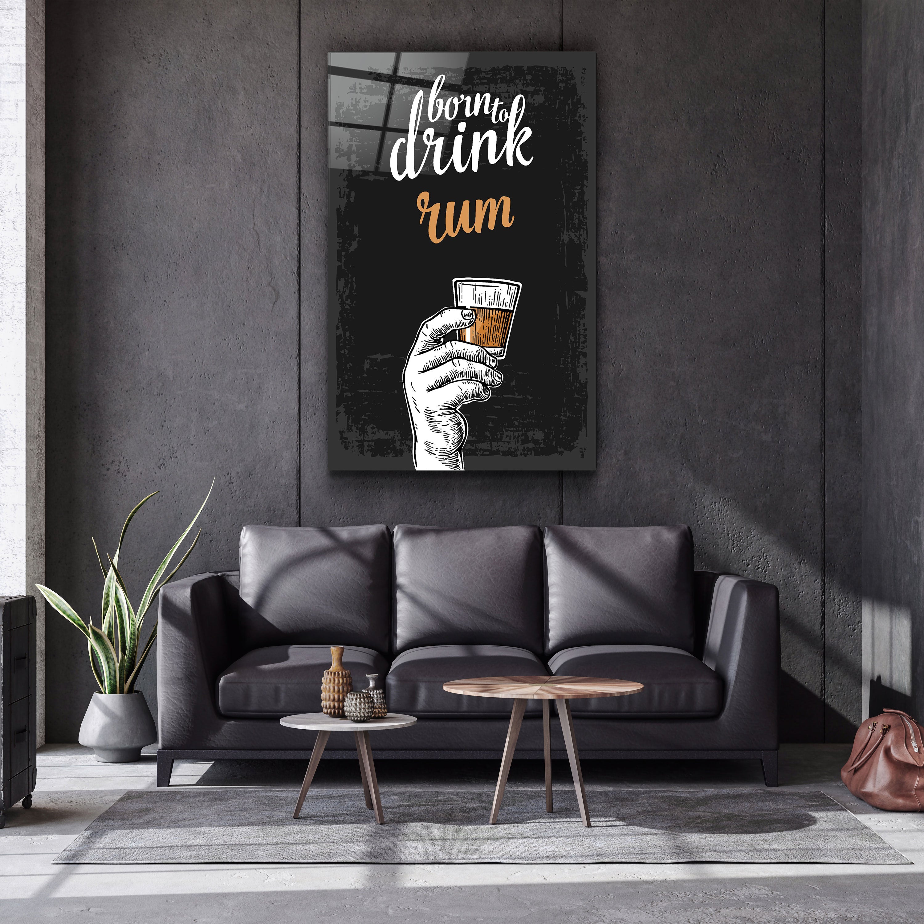 ・"Né pour boire - Rhum"・Art mural en verre