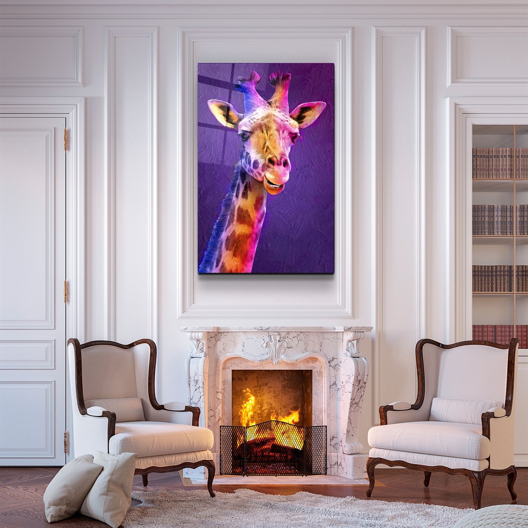 ・„Lila Giraffe“・<tc>Glasbild</tc>