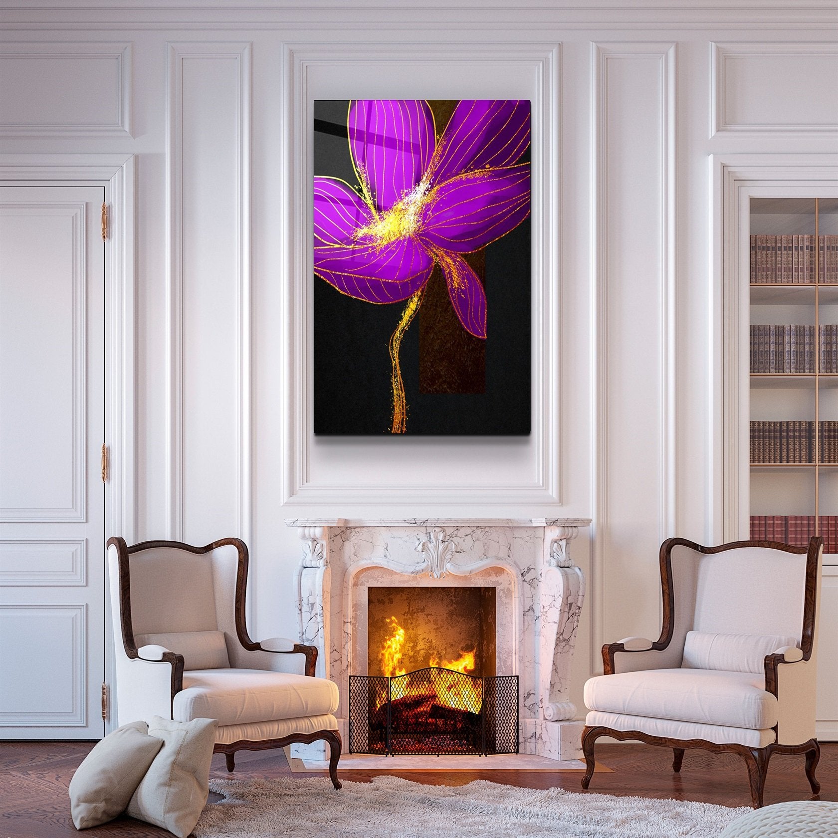 ・"Purple Flower"・Glass Wall Art