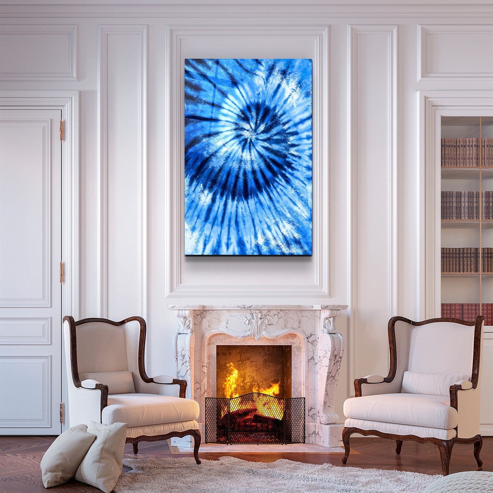 ・"Plume bleue"・Art mural en verre