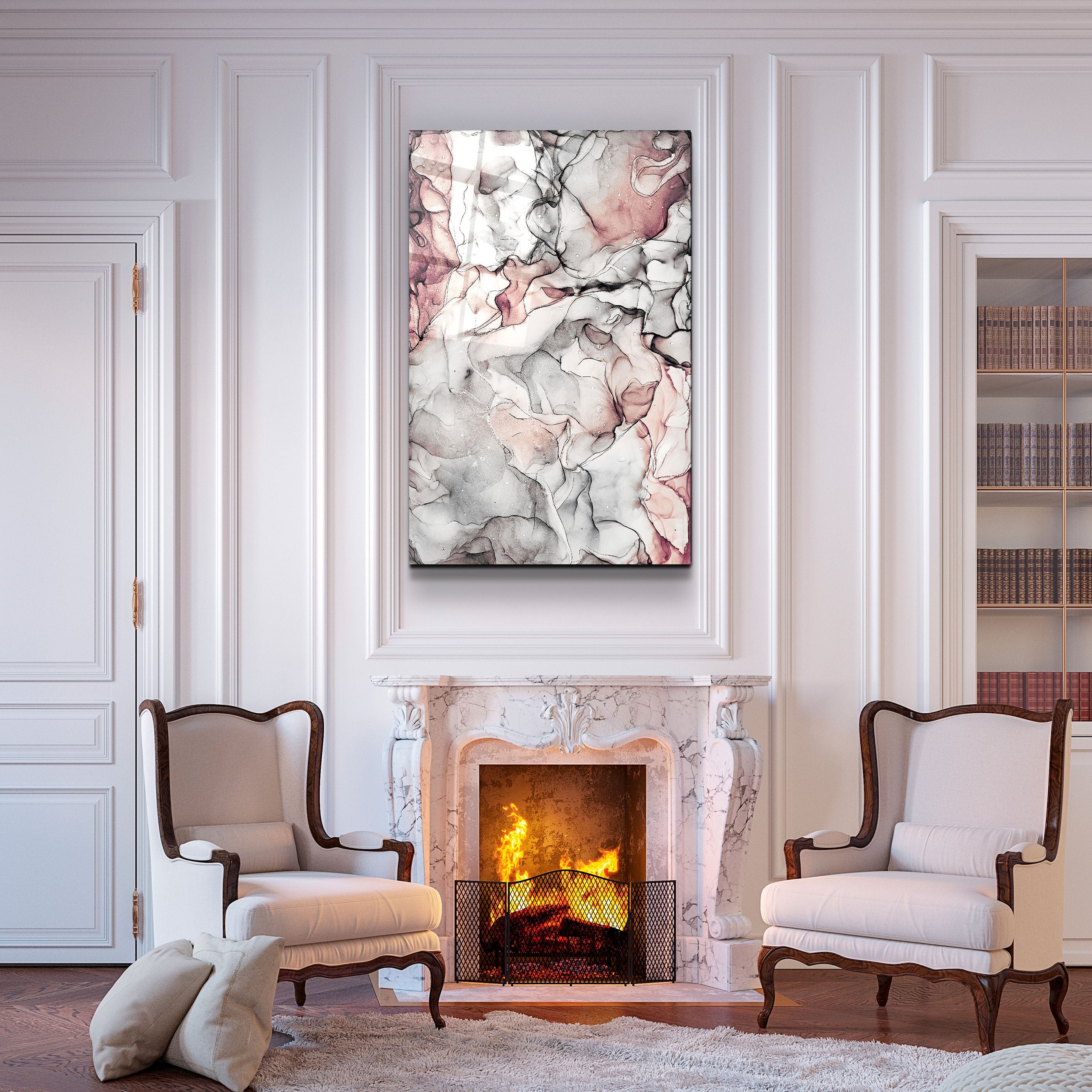 ・« Motif rose »・Art mural en verre