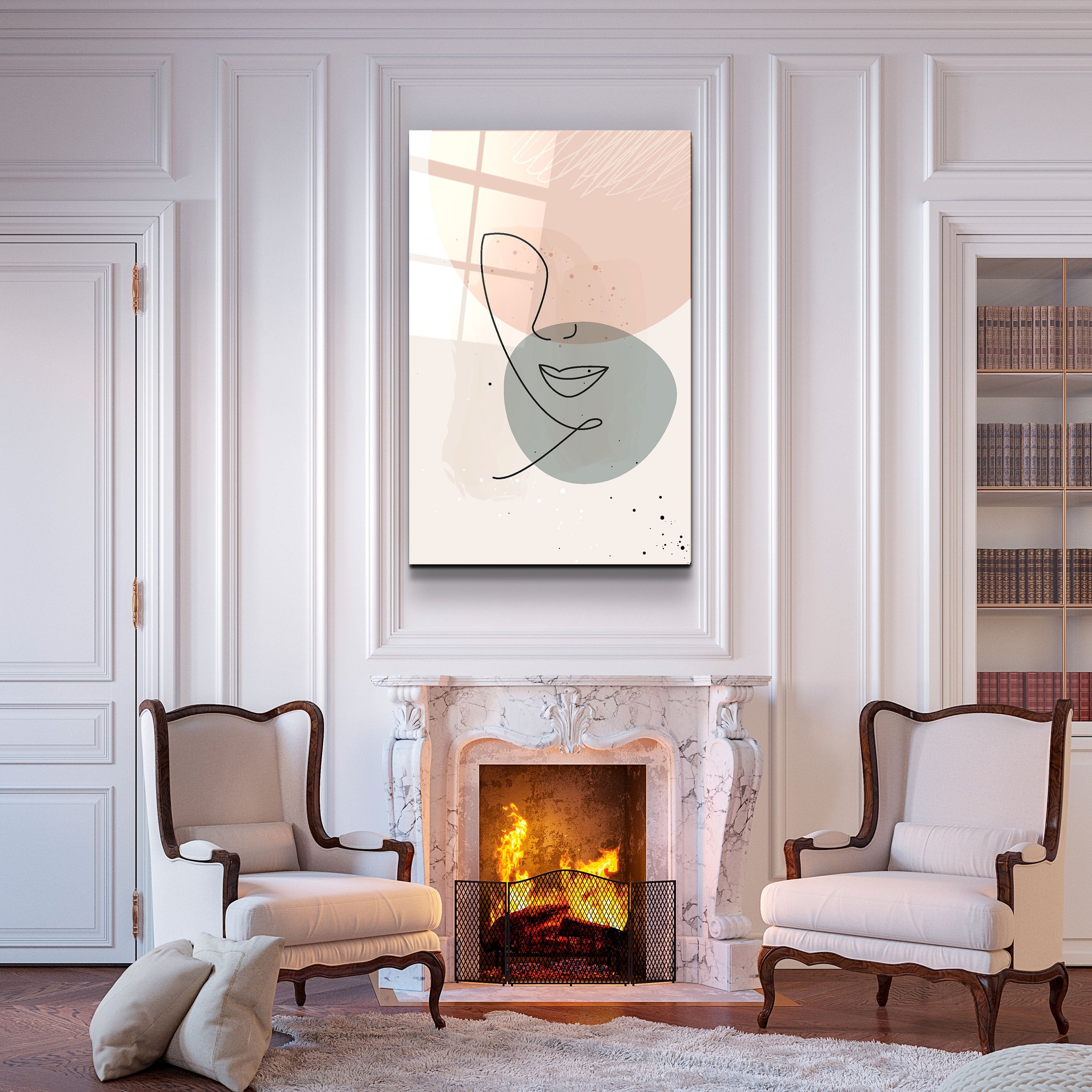 ・"Formes abstraites et visage V1"・Art mural en verre