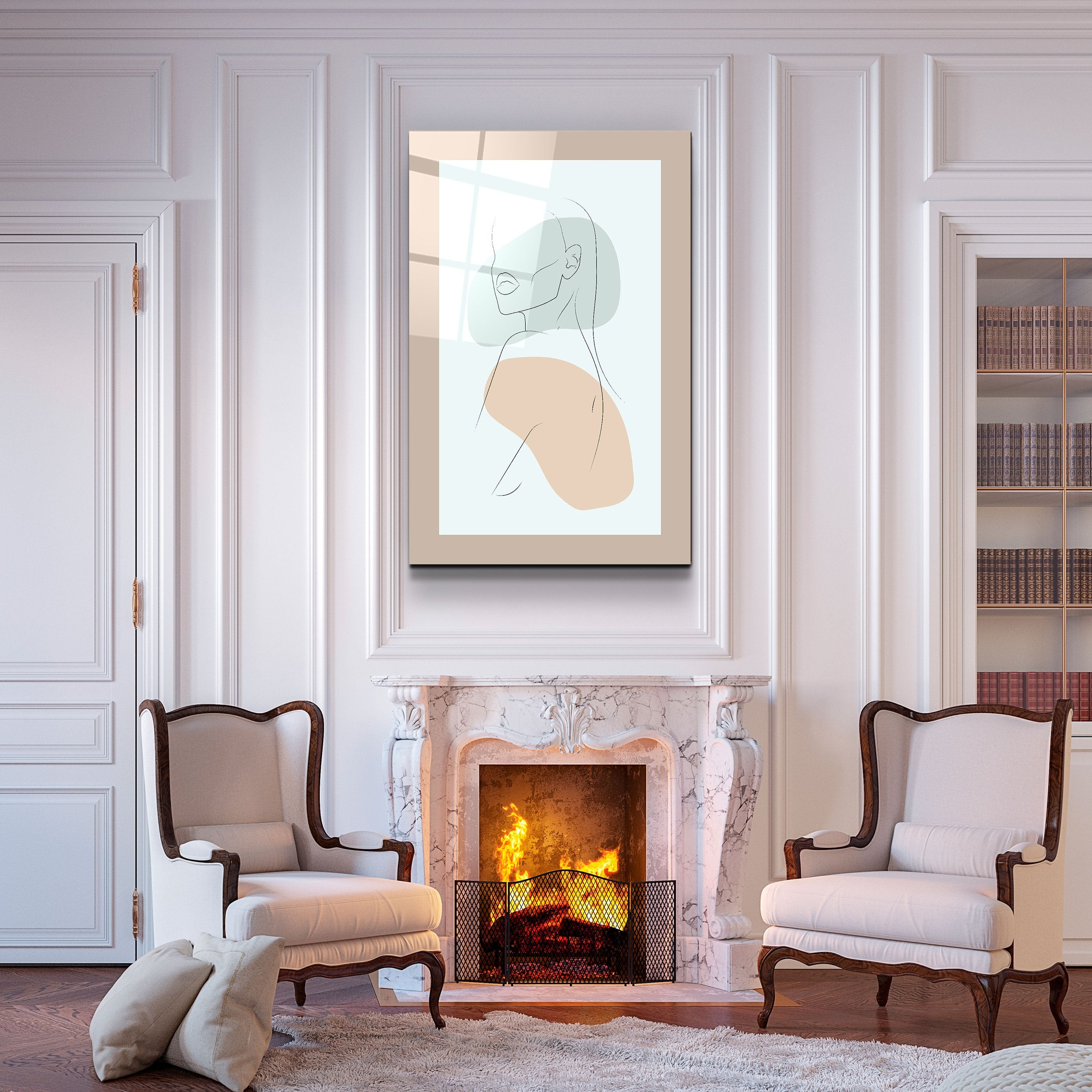 ・"Formes et portrait de femme V1"・Art mural en verre