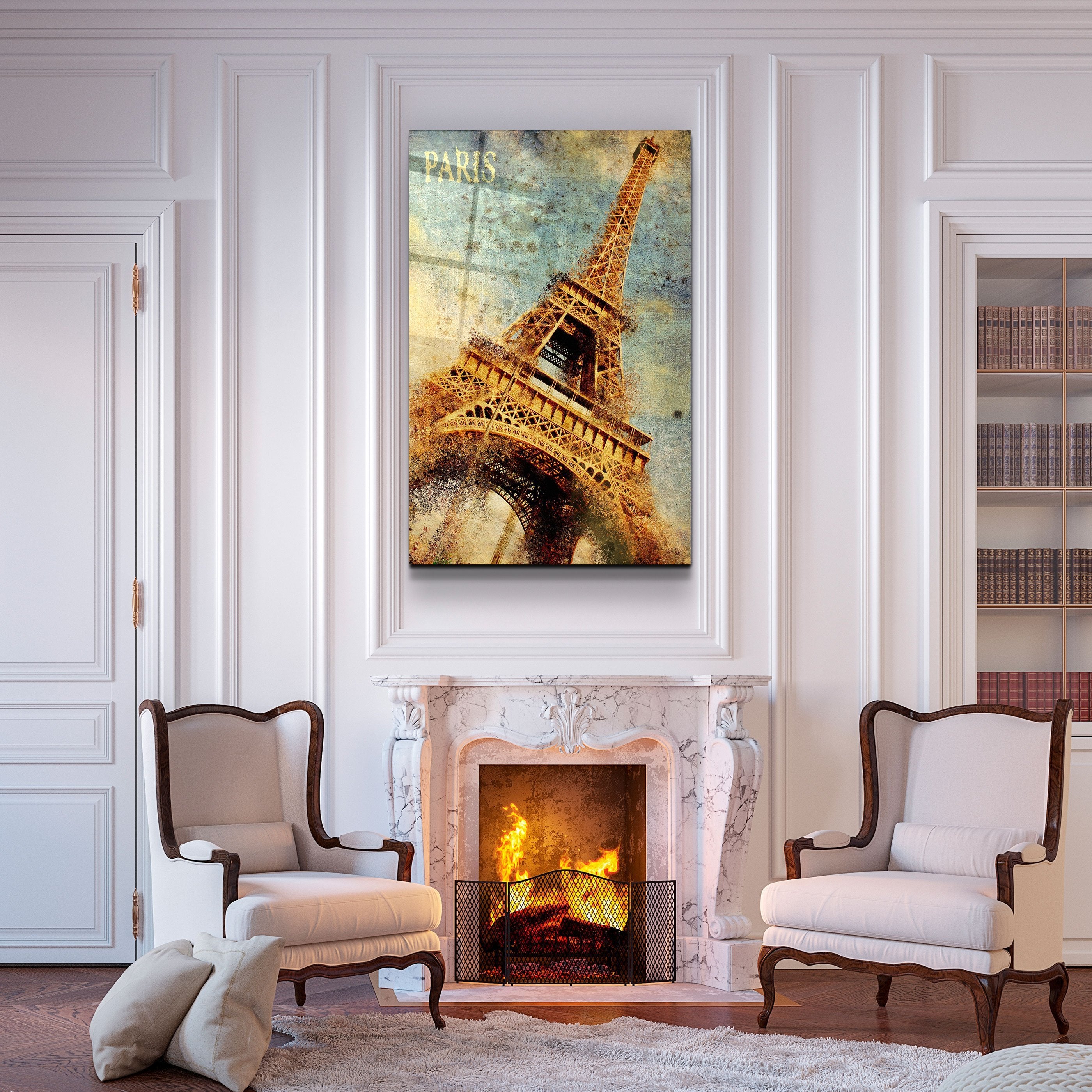 ・"Silhouette Of Eiffel"・Glass Wall Art