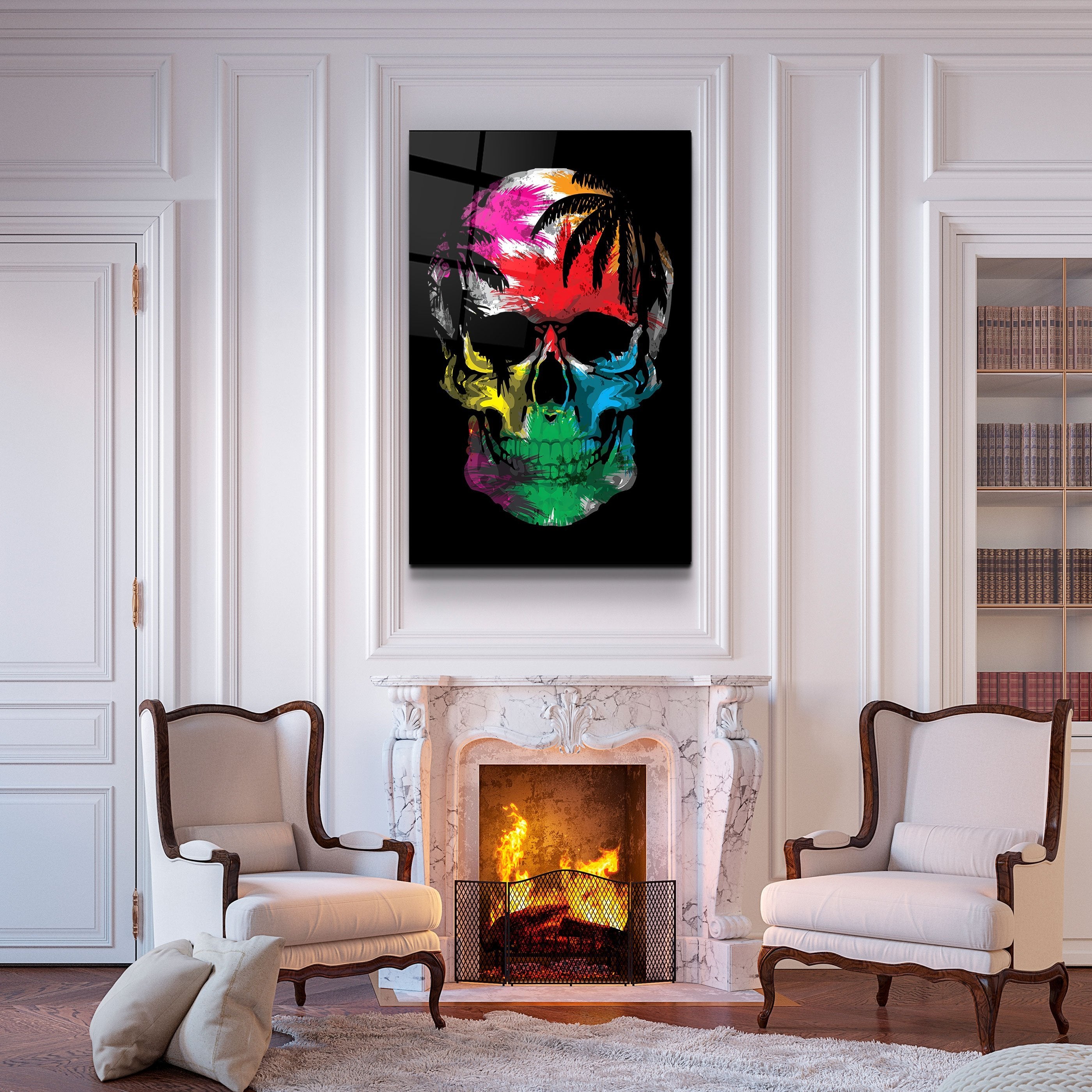 ・"The Palm Skull"・Glass Wall Art