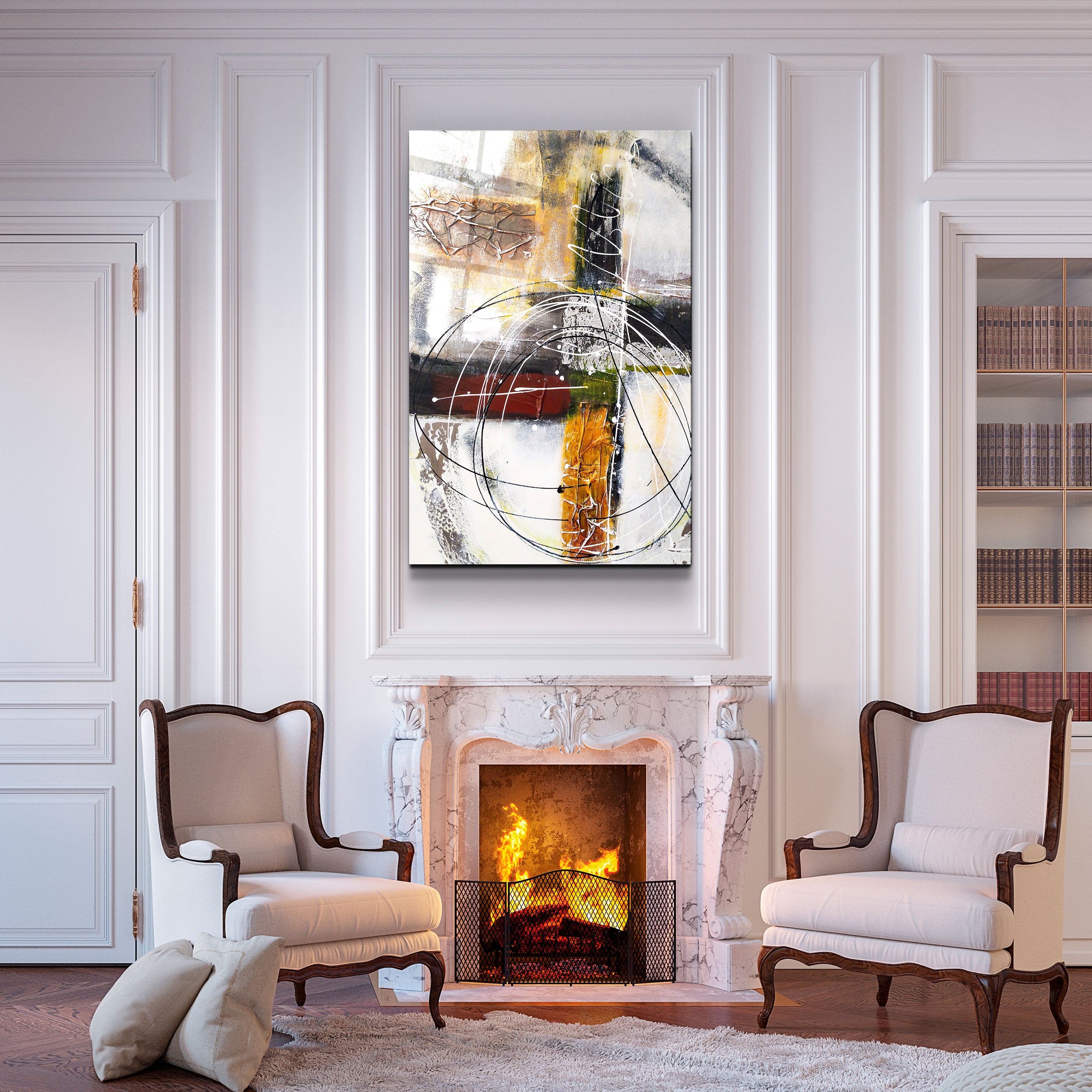 ・"Abstract Oil Painting V2"・Glass Wall Art