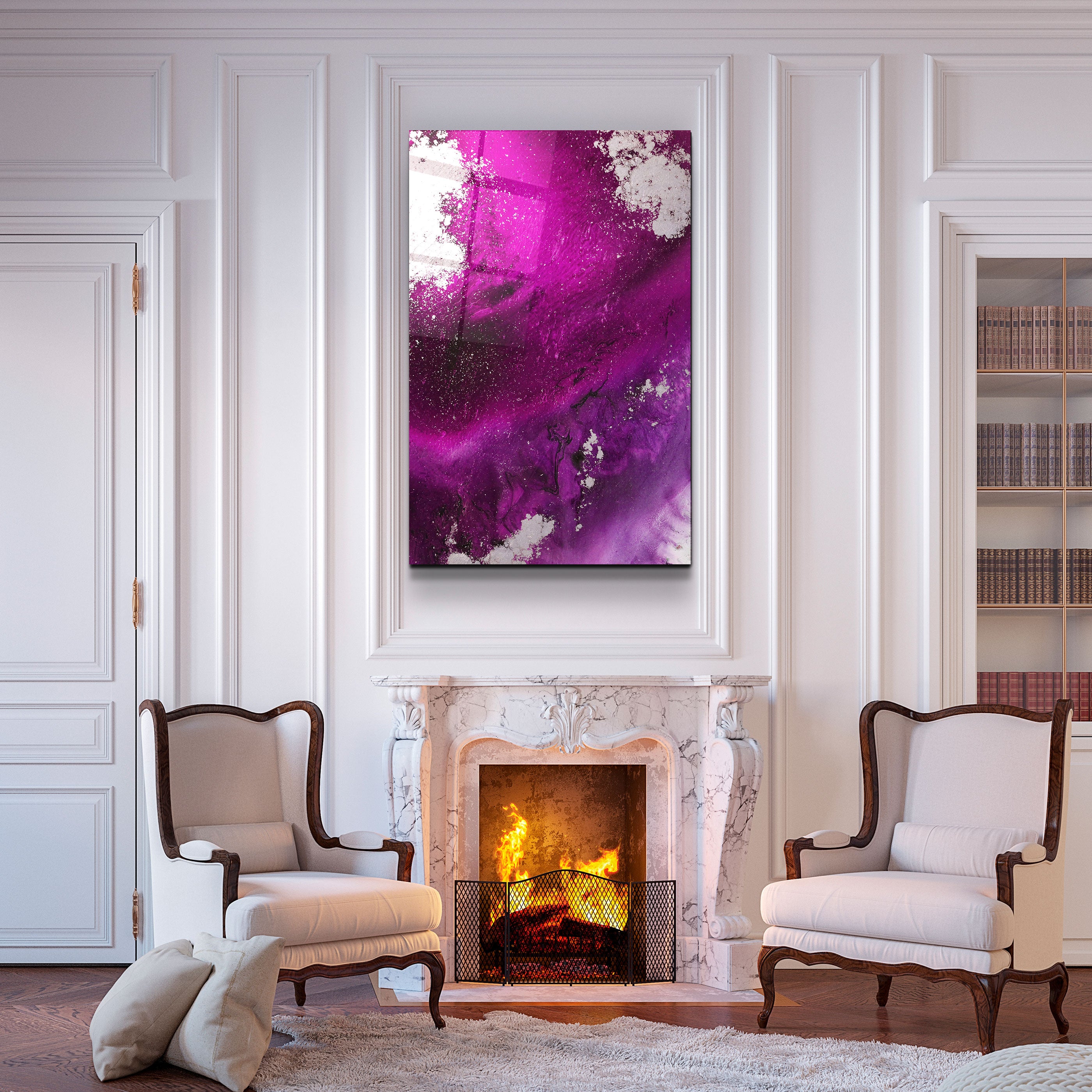 ・"Bird's Eye In Purple V3"・Glass Wall Art