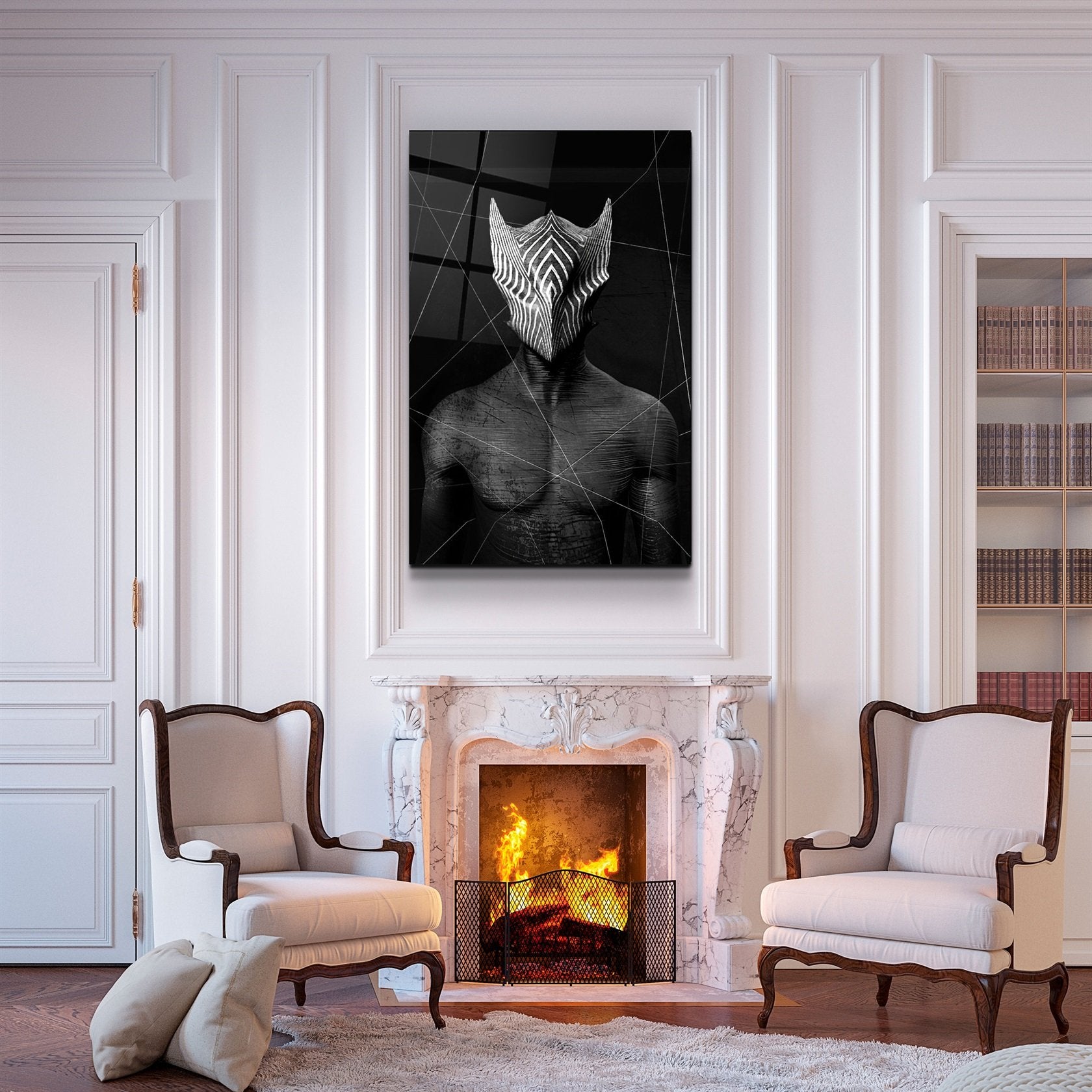 ・"Homme masqué abstrait V1"・Art mural en verre