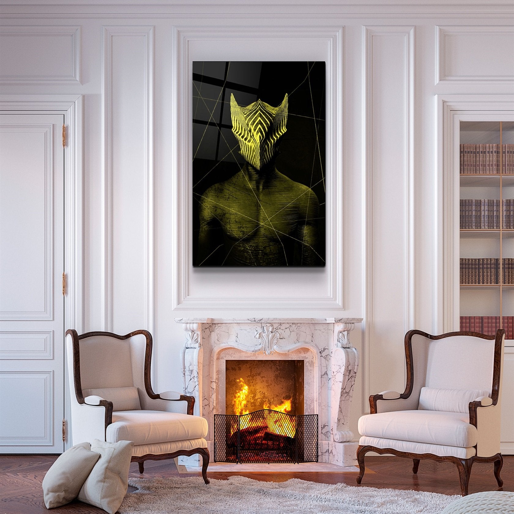 ・"Homme masqué abstrait V3"・Art mural en verre