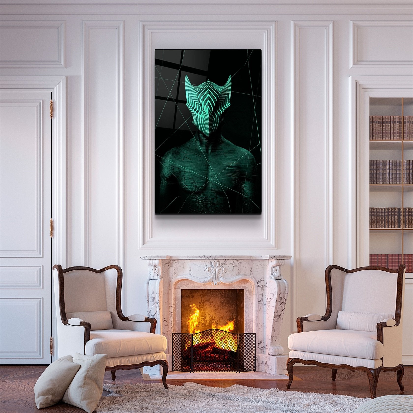 ・"Abstract Masked Man V4"・Glass Wall Art