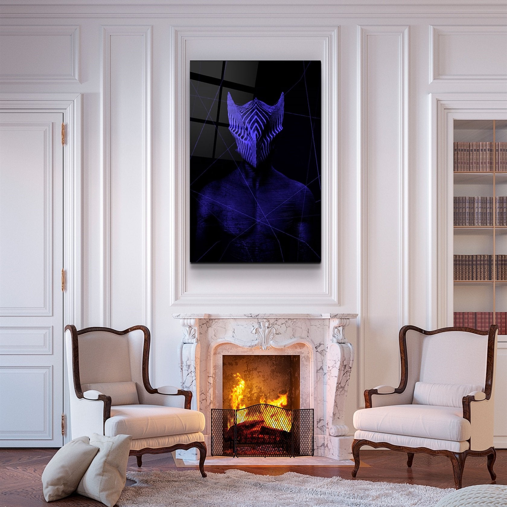 ・"Abstract Masked Man V6"・Glass Wall Art