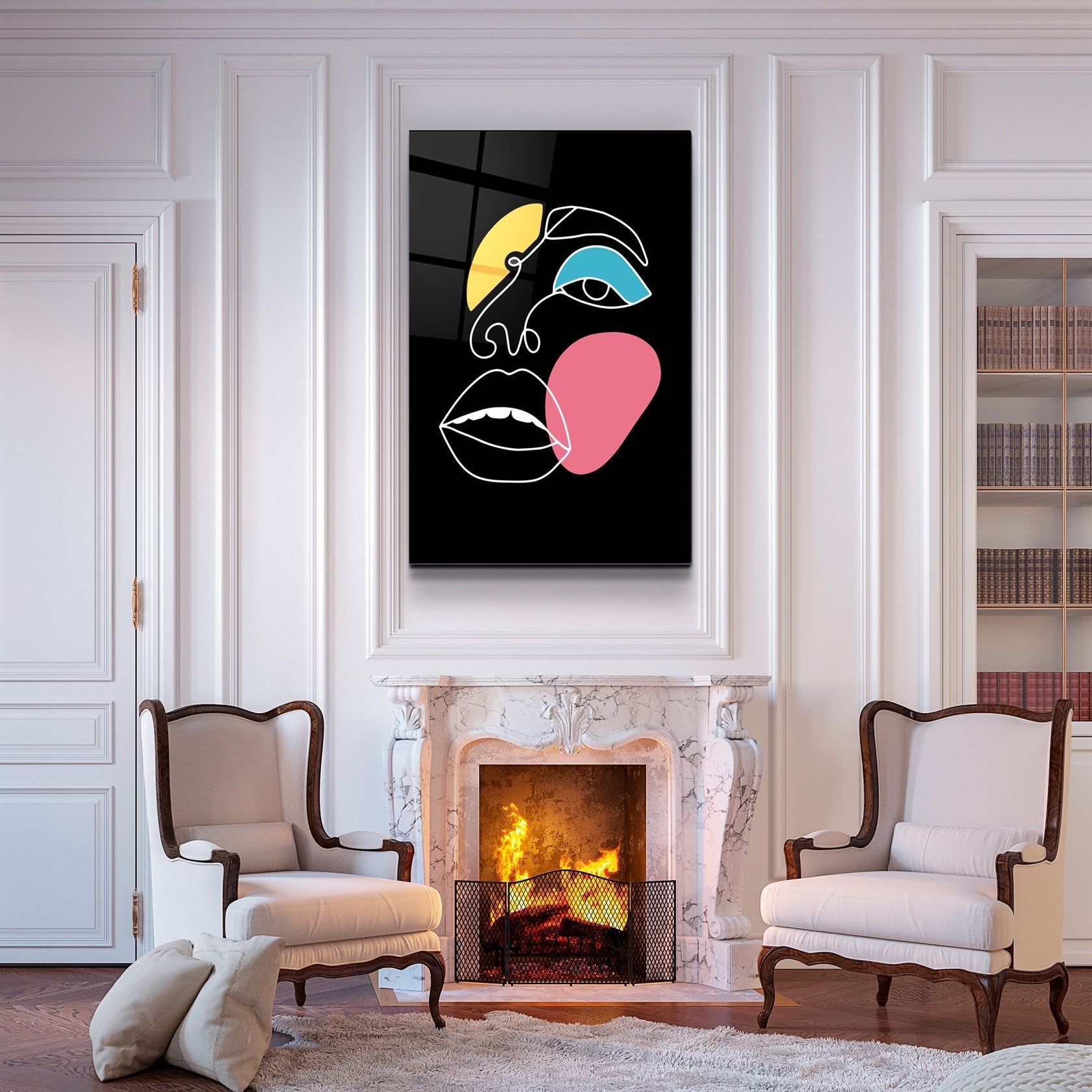 ・"Abstract Colorful Face"・Glass Wall Art