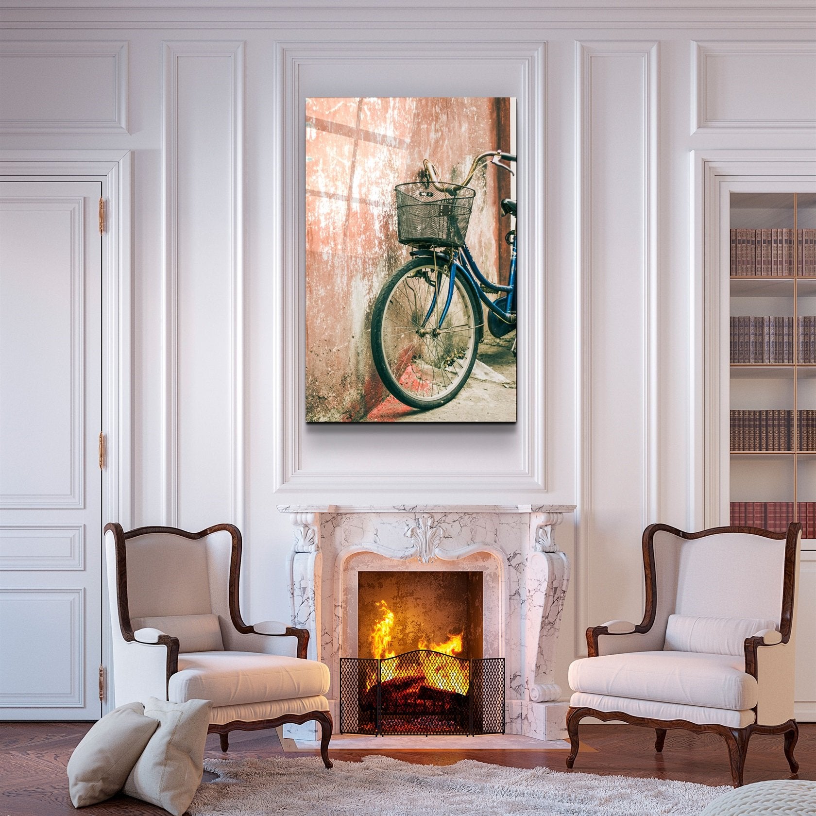 ・"Bicycle with Basket"・Glass Wall Art