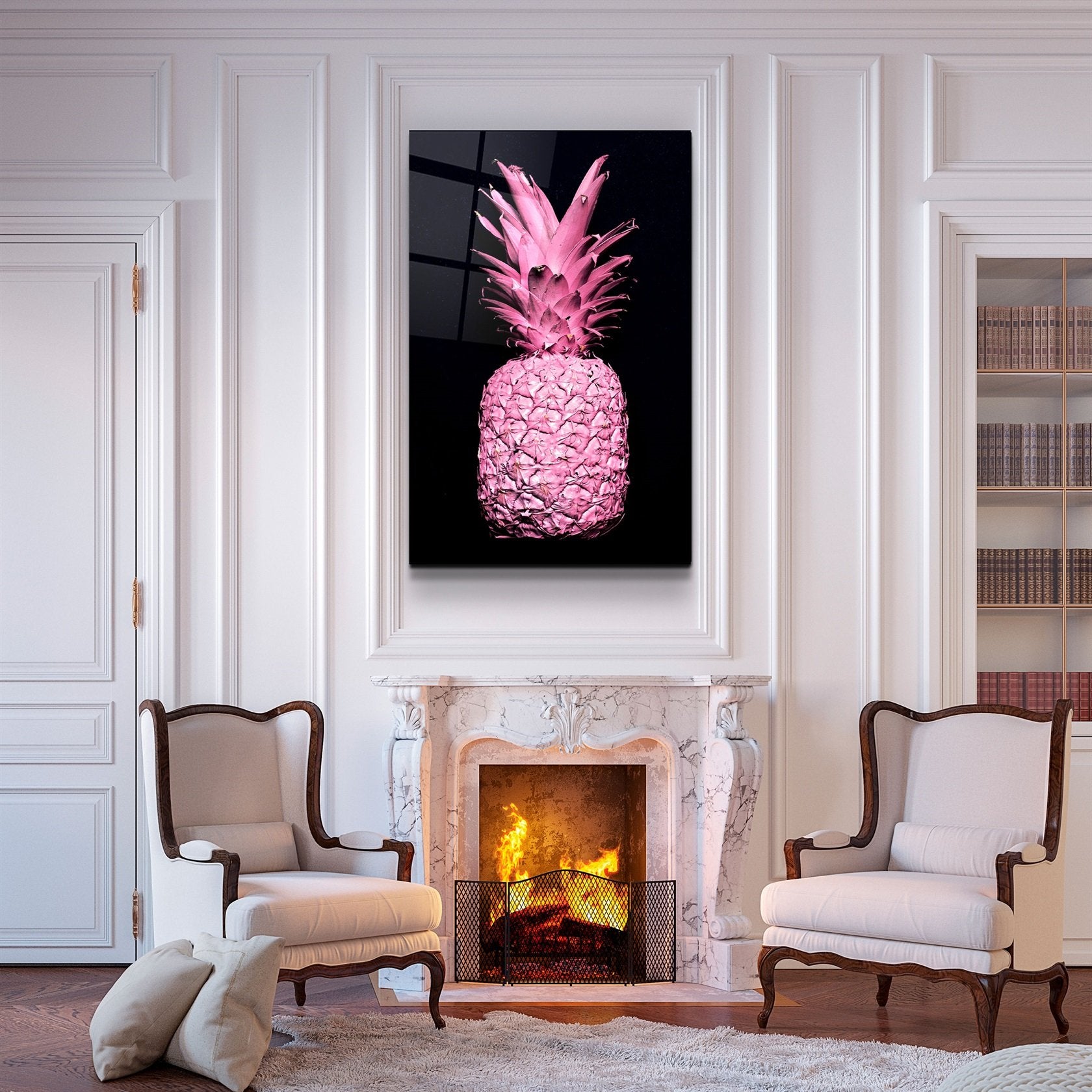 ・"Pink Pineapple V2"・Glass Wall Art