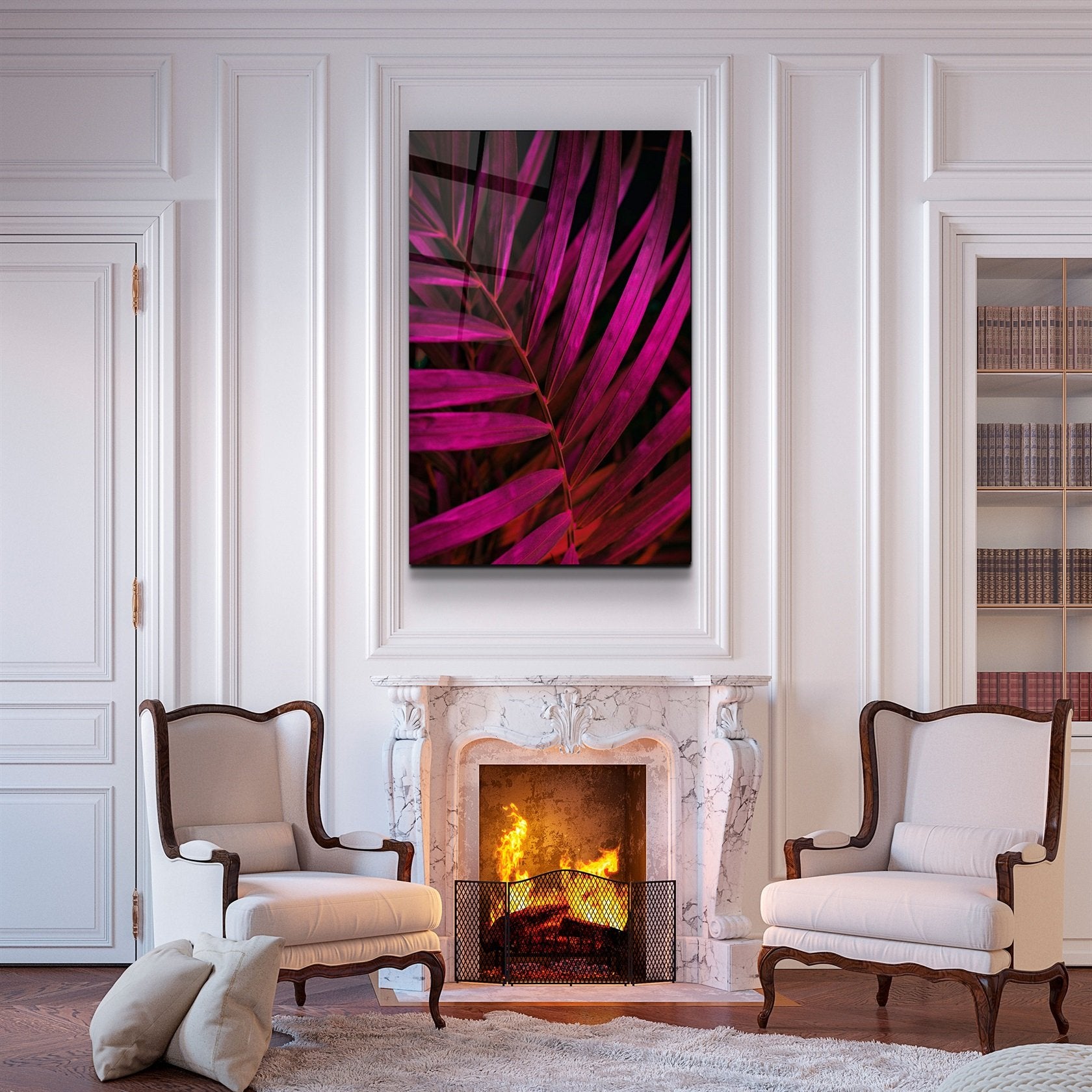 ・"Purple Leaves"・Glass Wall Art