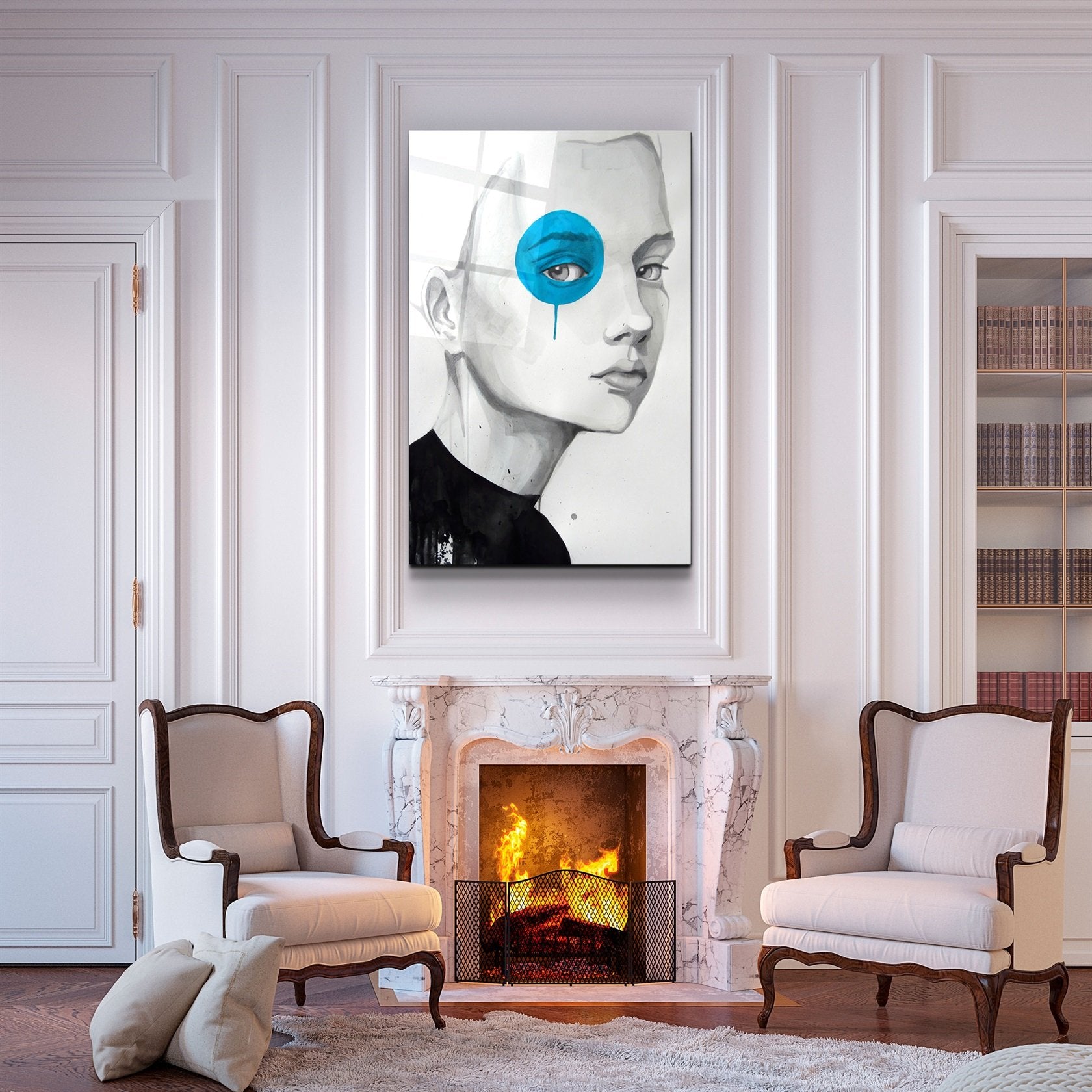 ・« Oeil bleu »・Art mural en verre