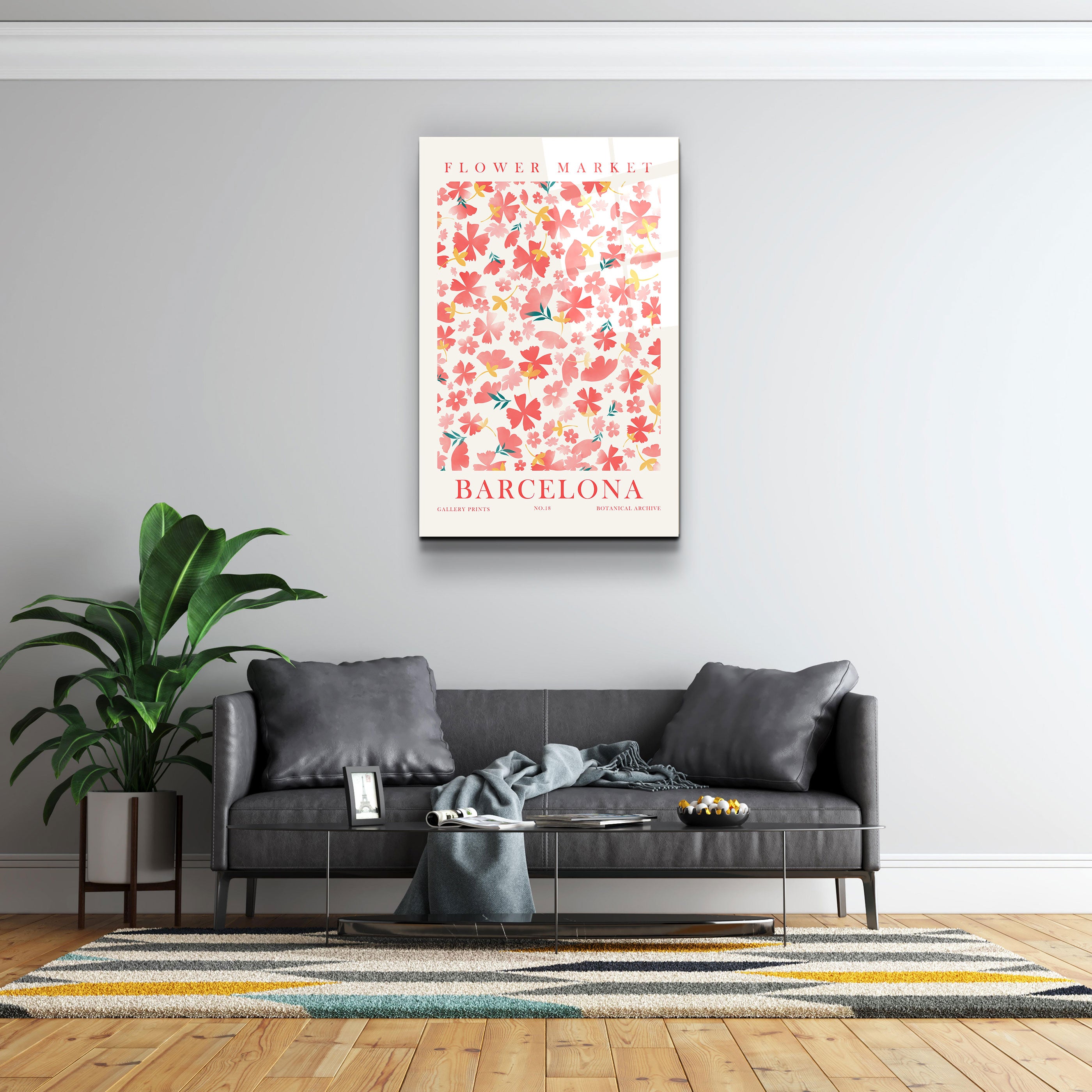 ・"Flower Market No:18 Barcelona"・Gallery Print Collection Glass Wall Art