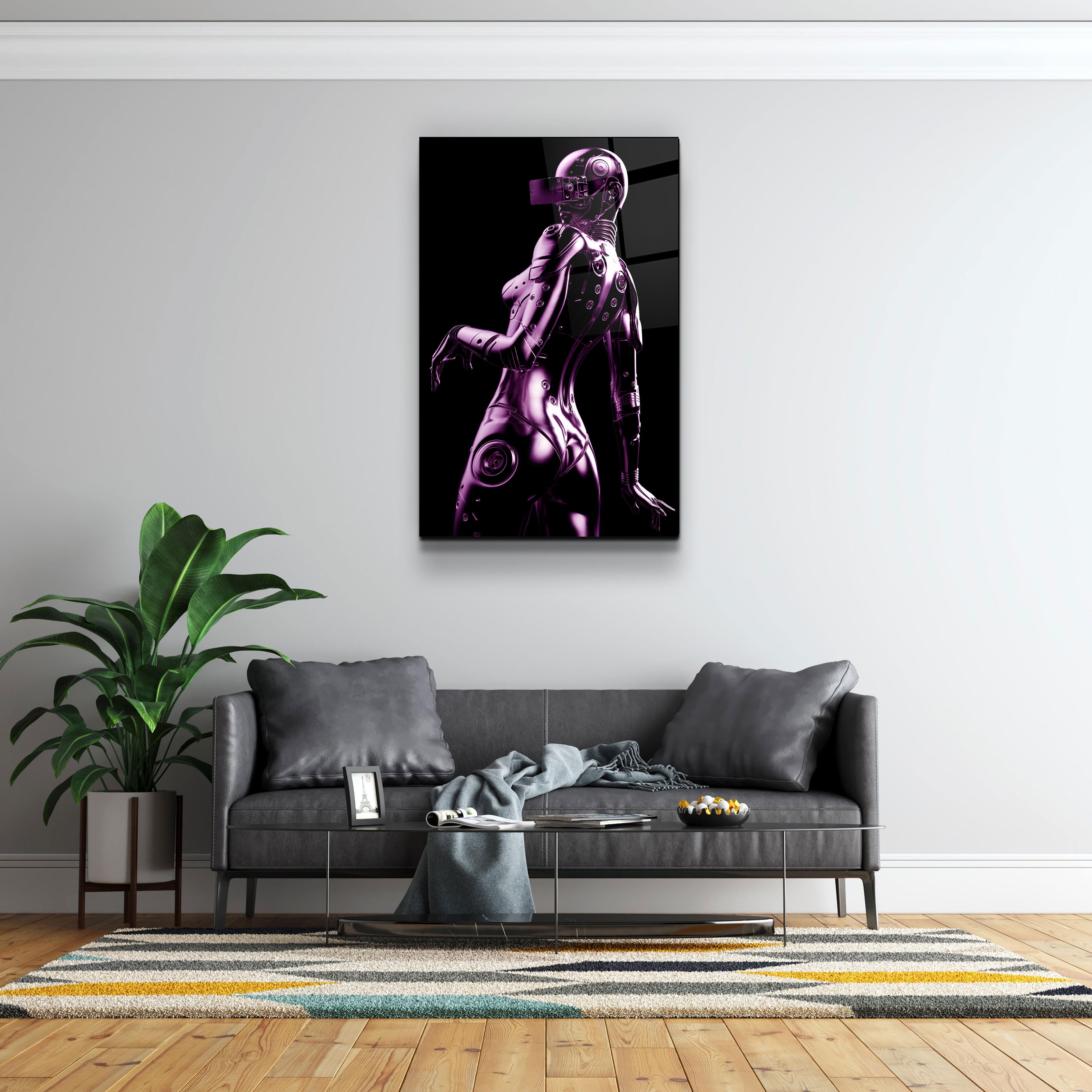 ・"Robo Girl Metalic Purple"・Designer's Collection Glass Wall Art