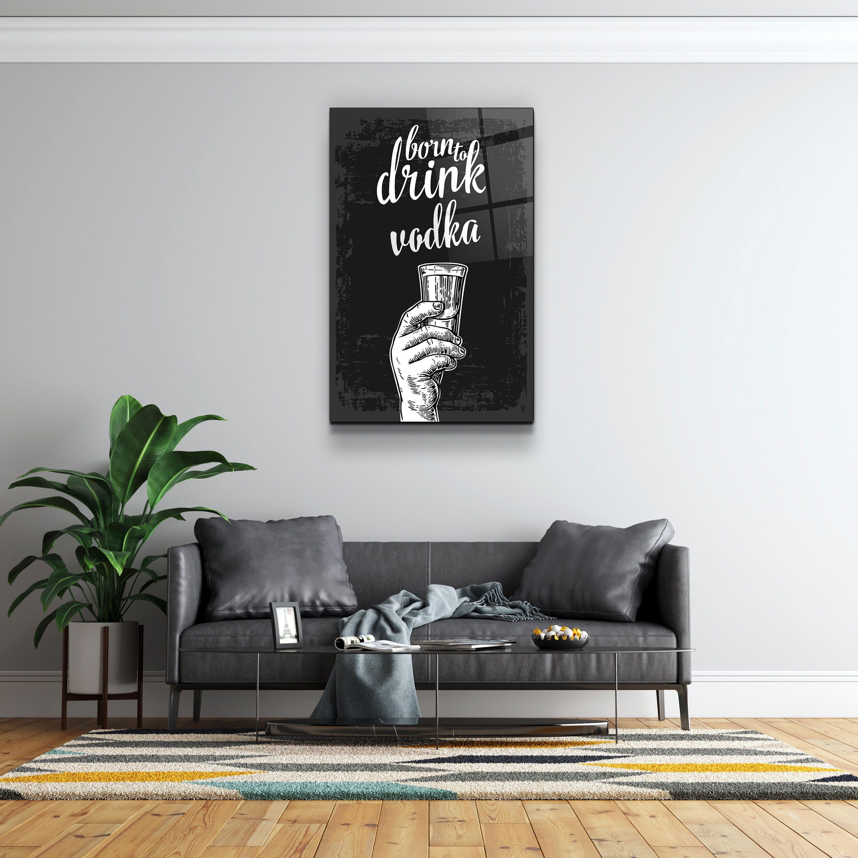 ・"Né pour boire - Vodka"・Art mural en verre