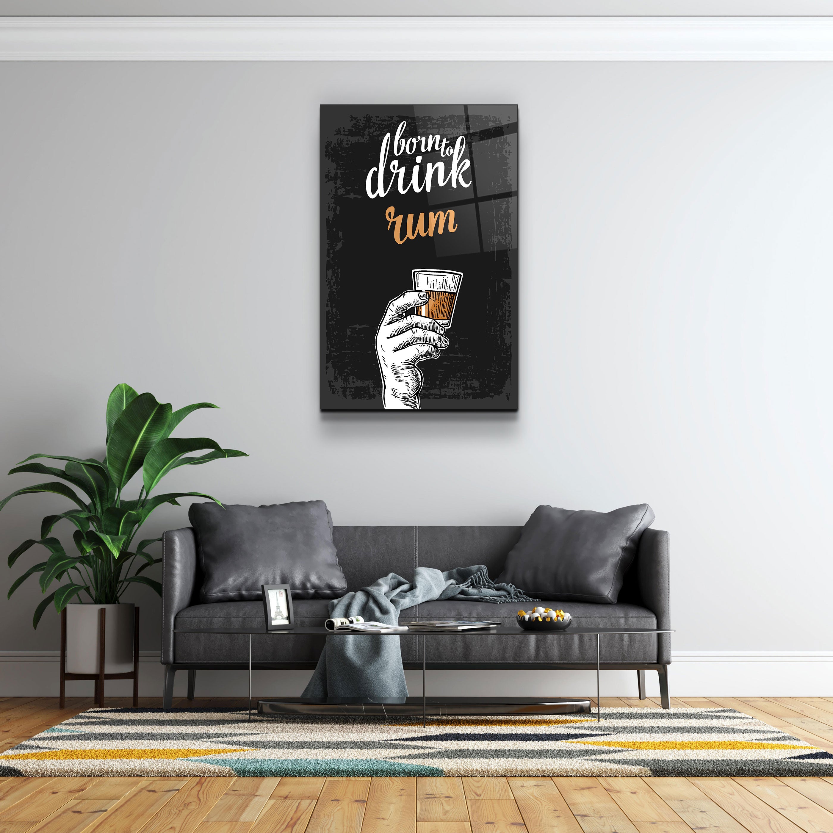 ・"Born to Drink - Rum"・Glass Wall Art