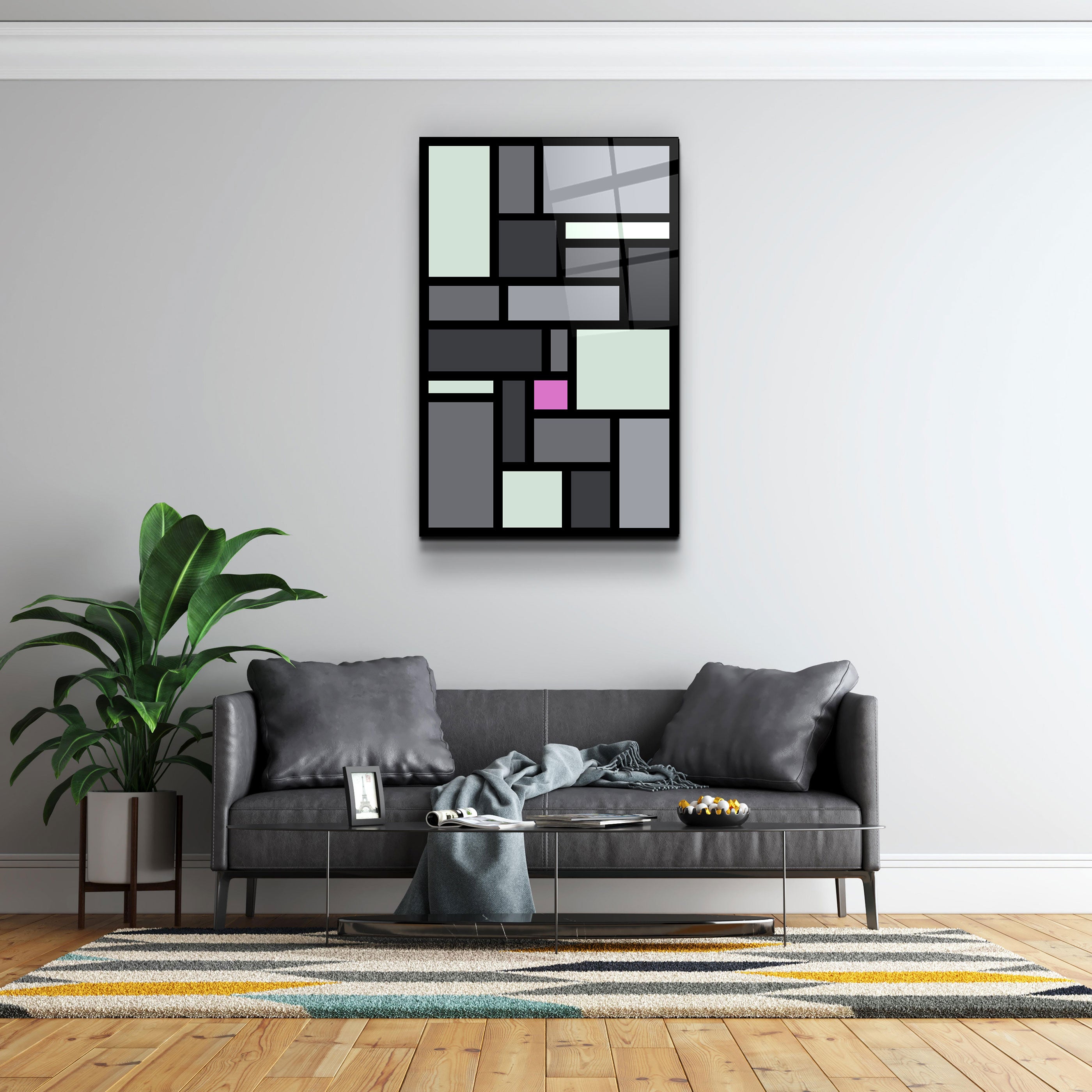 ・"Signature Pink"・Art mural en verre de la collection du designer