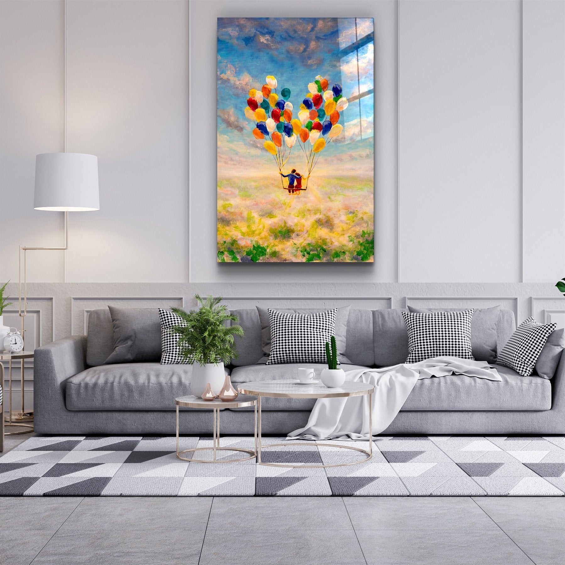 ・"Abstract Colorful Baloons"・Glass Wall Art