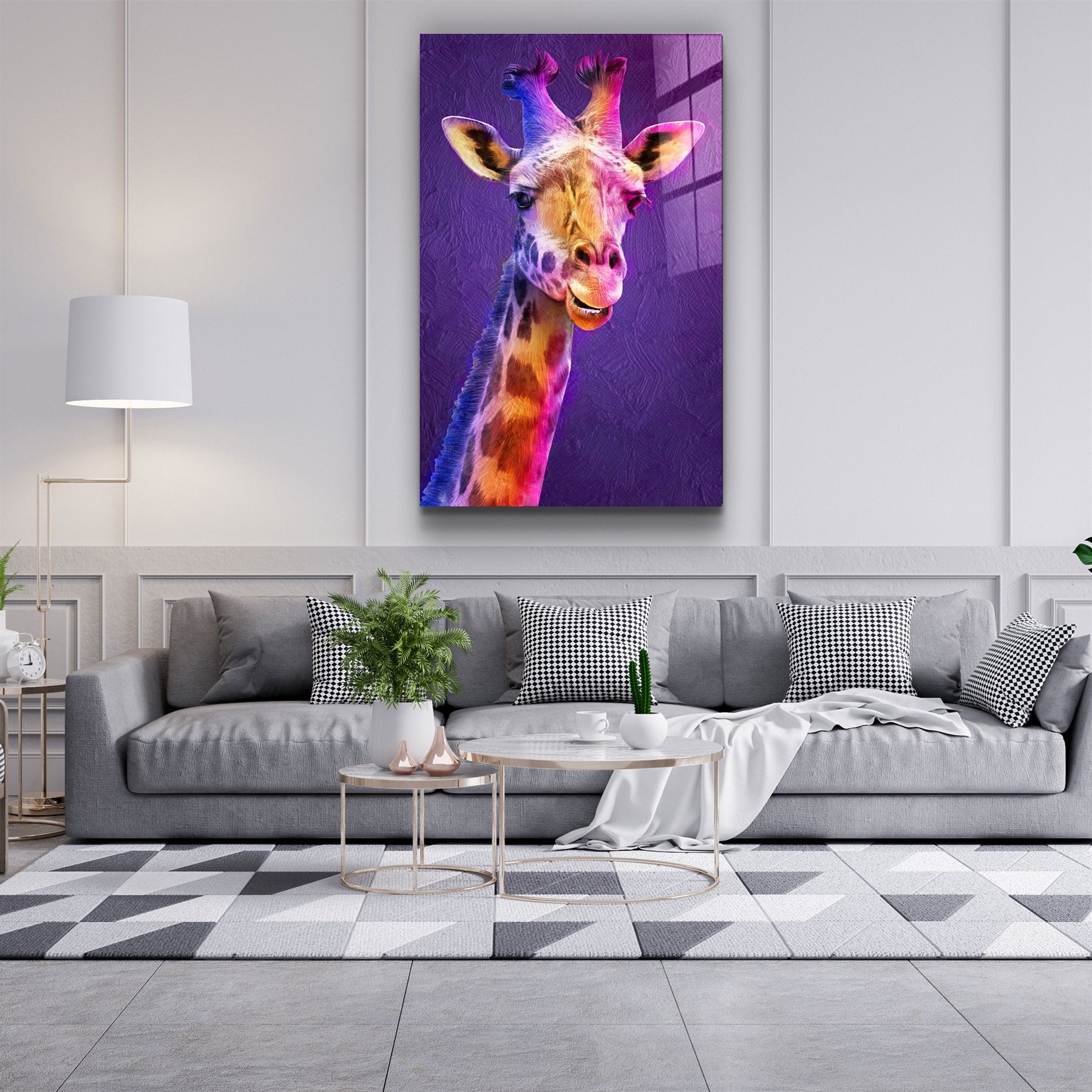 ・„Lila Giraffe“・<tc>Glasbild</tc>