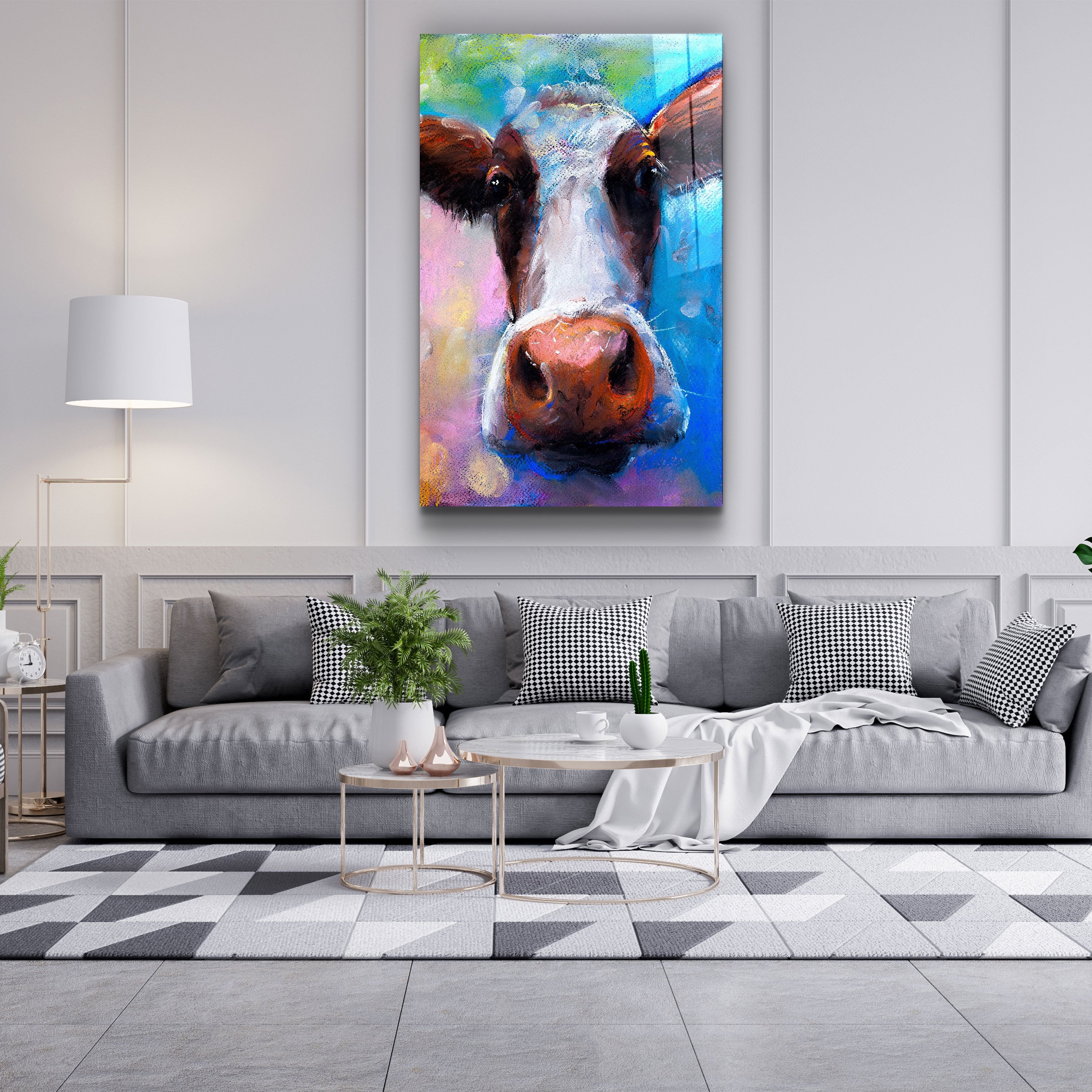・"Cow Smiling"・Glass Wall Art