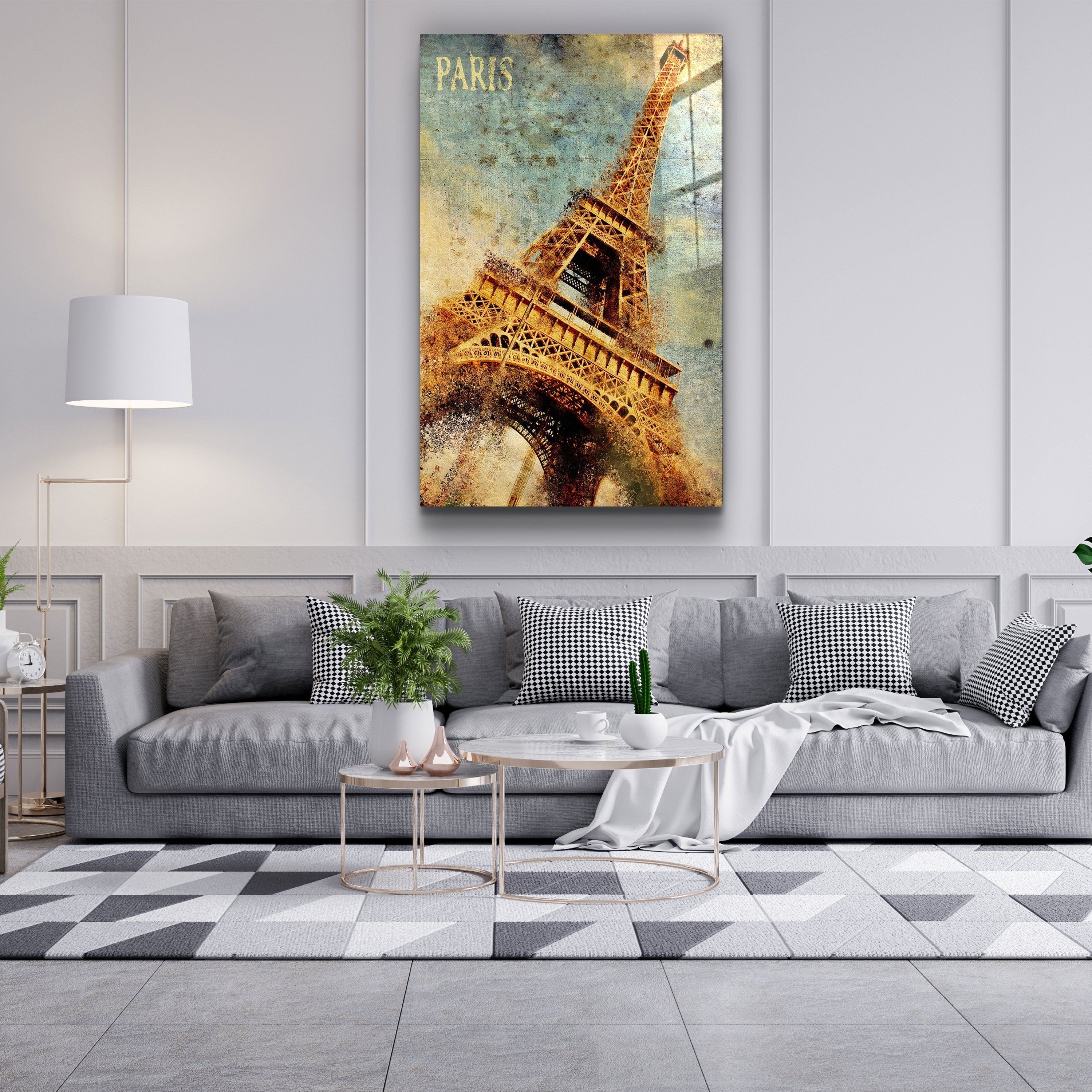 ・"Silhouette Of Eiffel"・Glass Wall Art