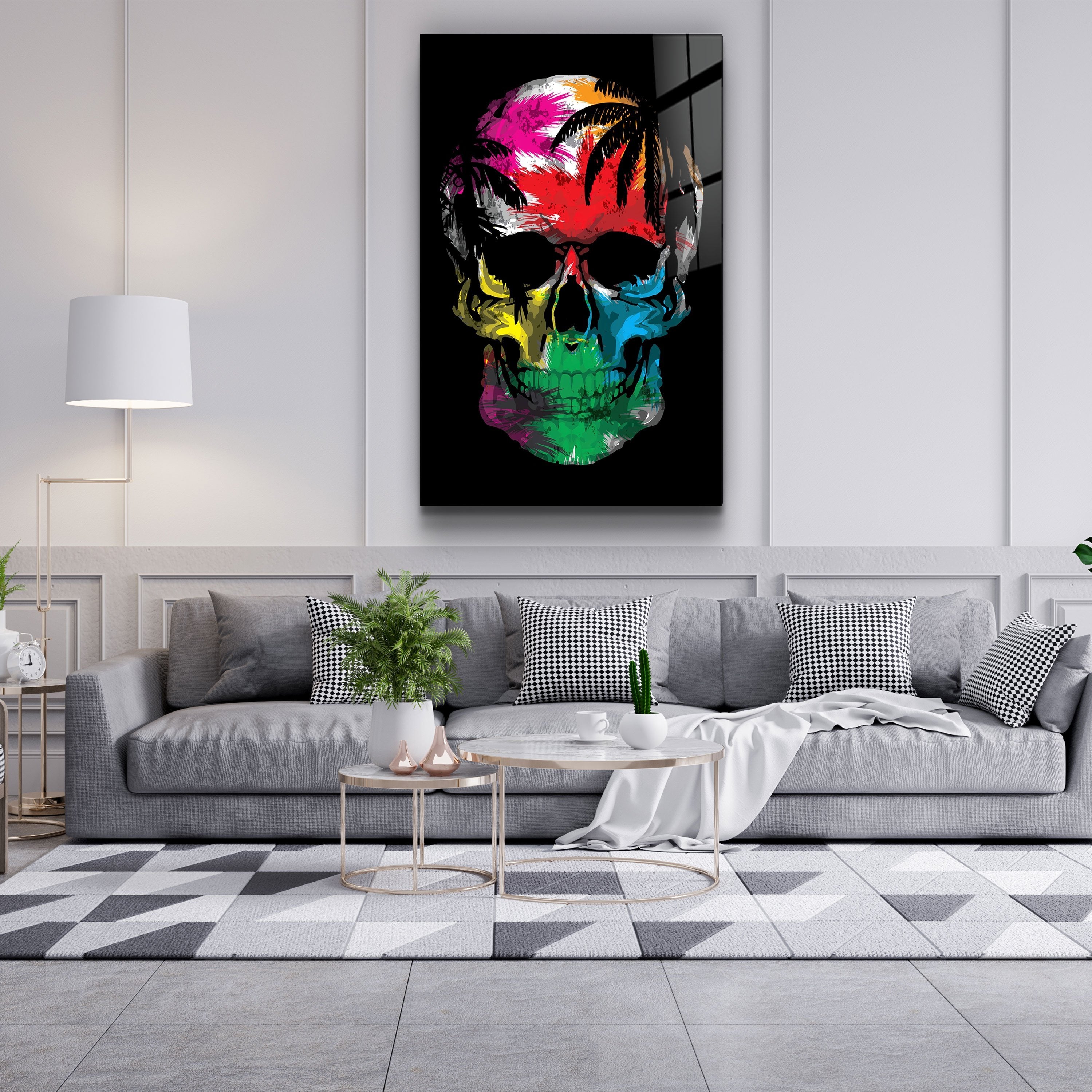 ・"The Palm Skull"・Glass Wall Art